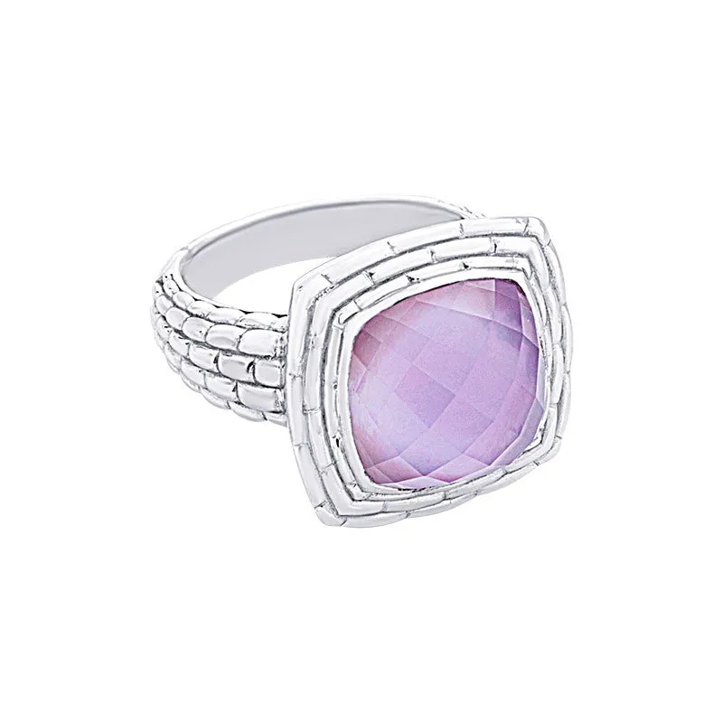 Pietra Collection Amethyst and Mother-of-Pearl Cabachon Ring