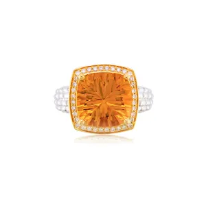 Pietra Collection Citrine and Diamond Two-Tone Ring