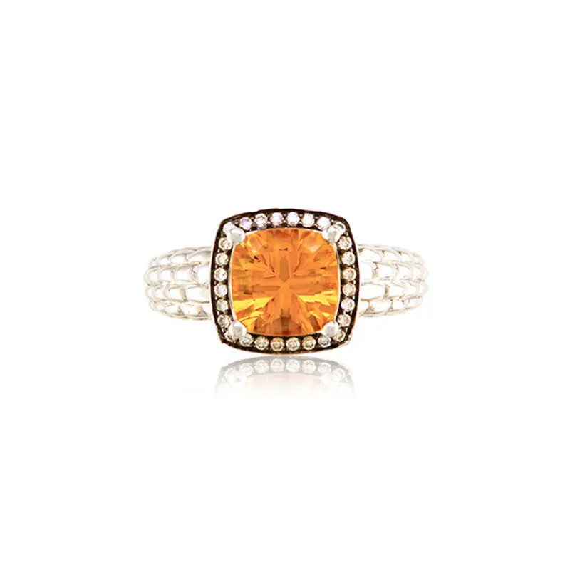 Pietra Collection Petite Citrine and Diamond Ring