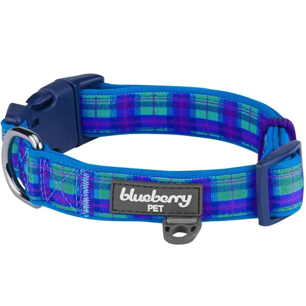 Plaid Pattern Neoprene Padded Dog Collar