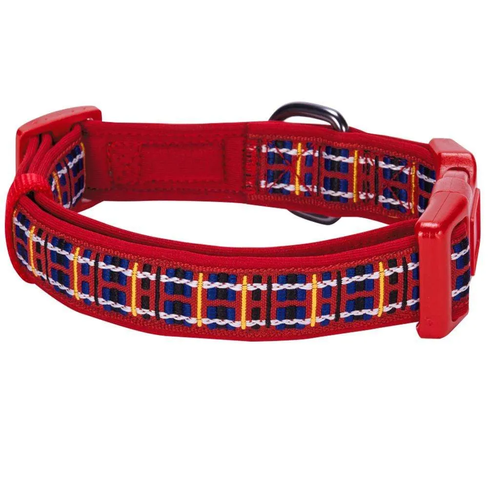 Plaid Pattern Neoprene Padded Dog Collar