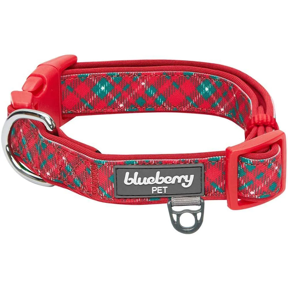 Plaid Pattern Neoprene Padded Dog Collar