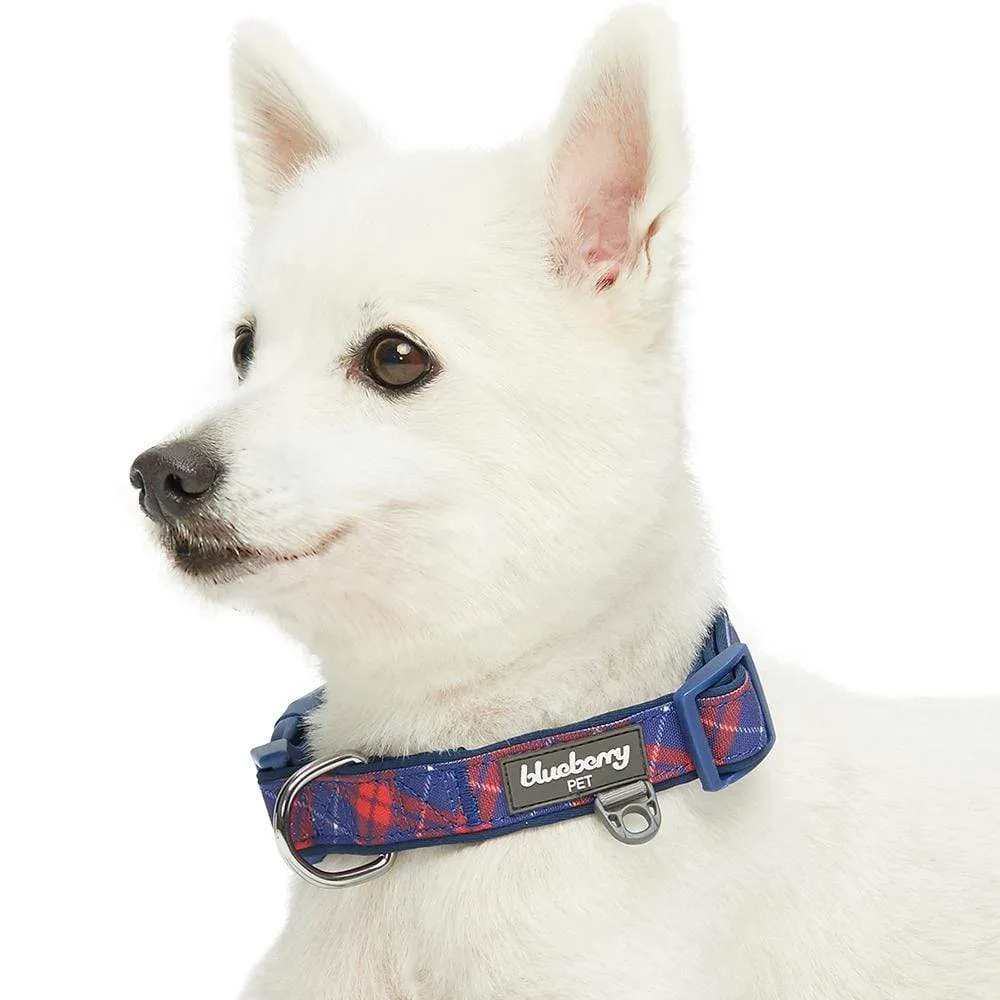 Plaid Pattern Neoprene Padded Dog Collar