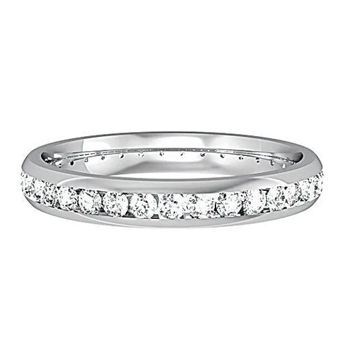 PLATINUM 3mm Diamond Wedding Ring Court Shape Women's Full Channel Set Classic Style 0.63ct ALL Sizes