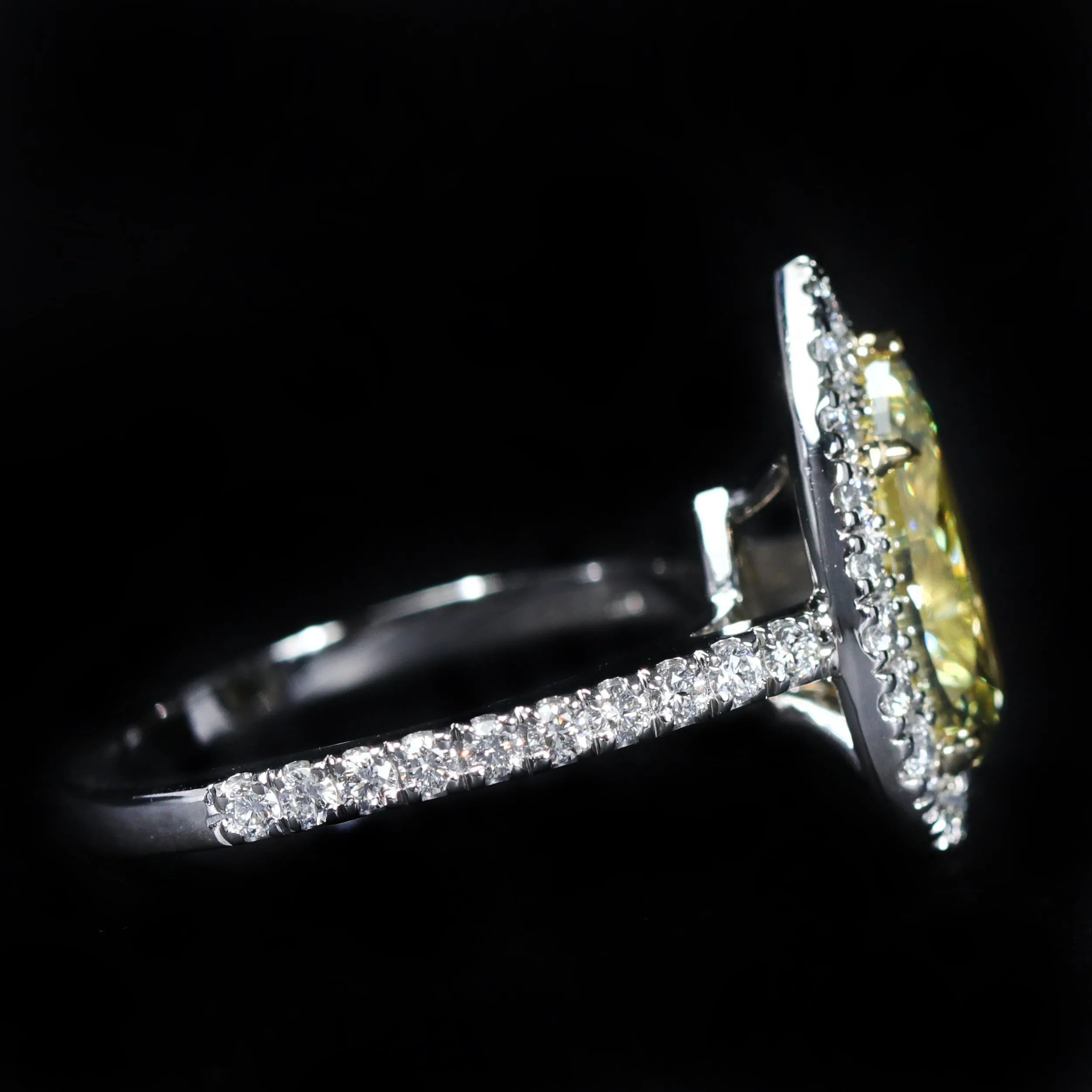 Platinum GIA 2.01 Carat Fancy Yellow Diamond Engagement Ring