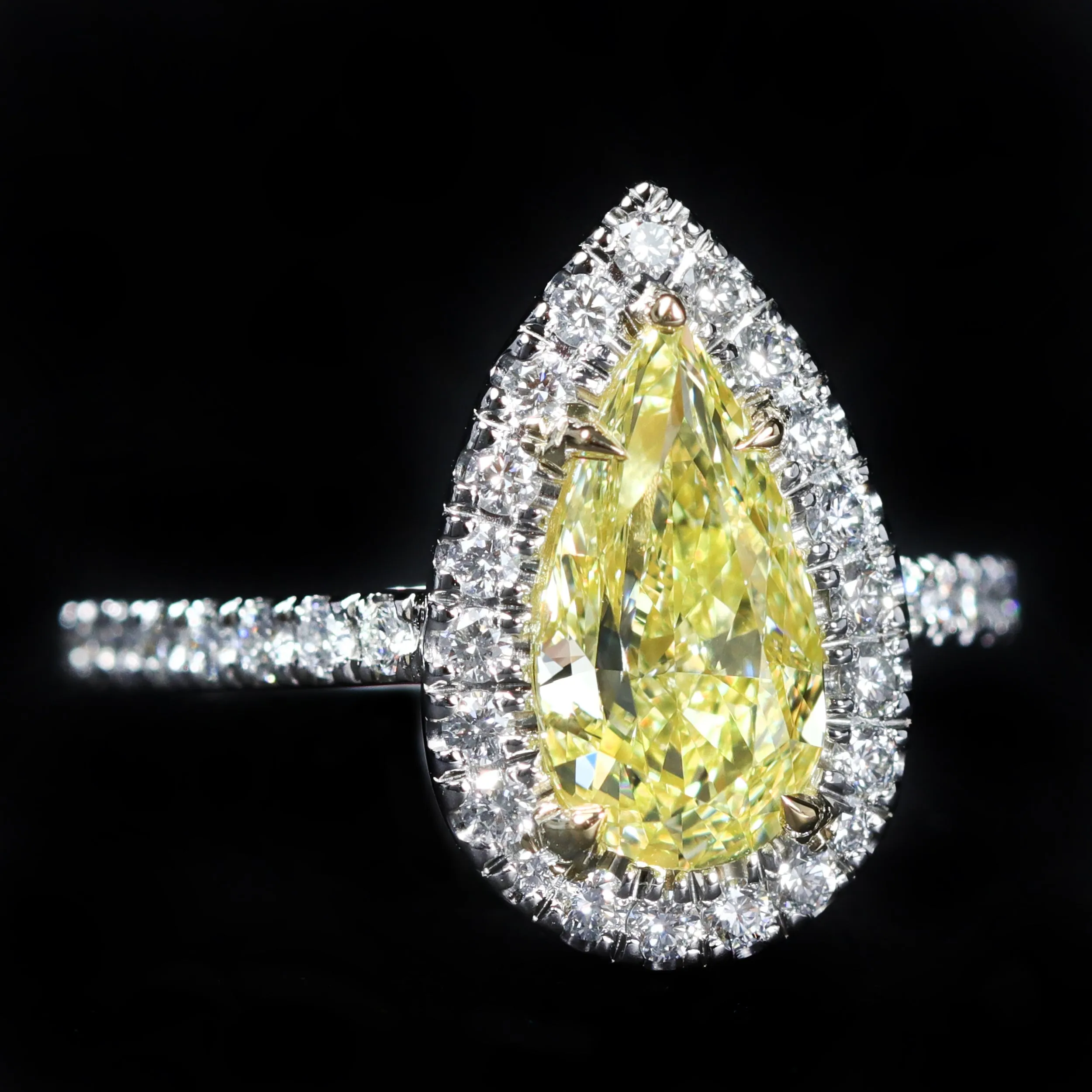 Platinum GIA 2.01 Carat Fancy Yellow Diamond Engagement Ring