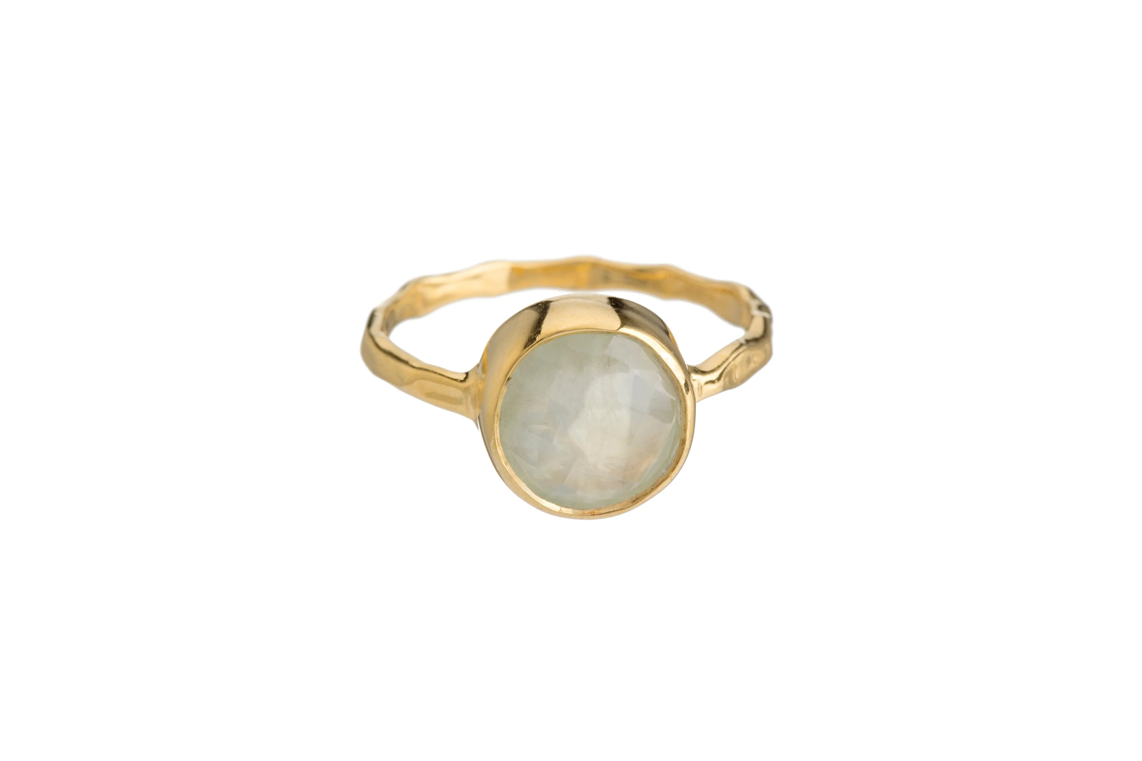 PREHNITE Semi-Precious Stone Bezel Ring (Round/Square/Teardrop)