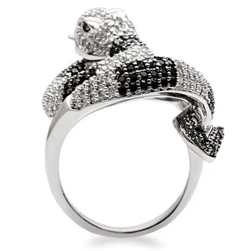 Rhodium   Ruthenium Brass Ring with AAA Grade CZ in Black Diamond for Women Style 1W081