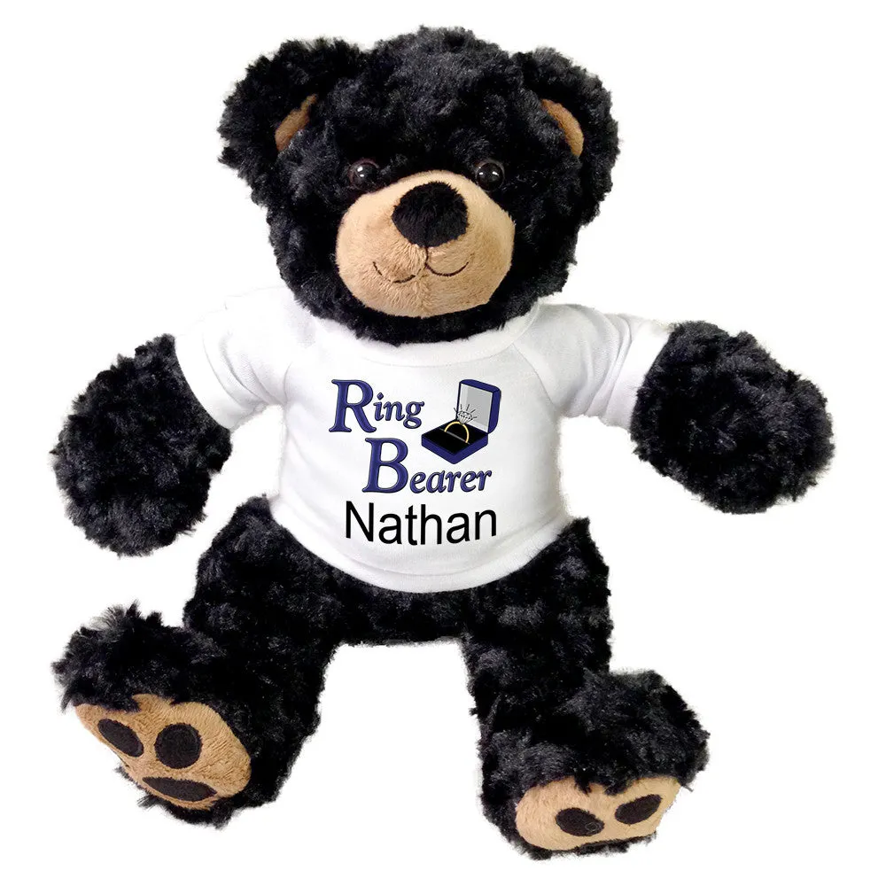 Ring Bearer Teddy Bear -  Personalized 13" Black Vera Bear