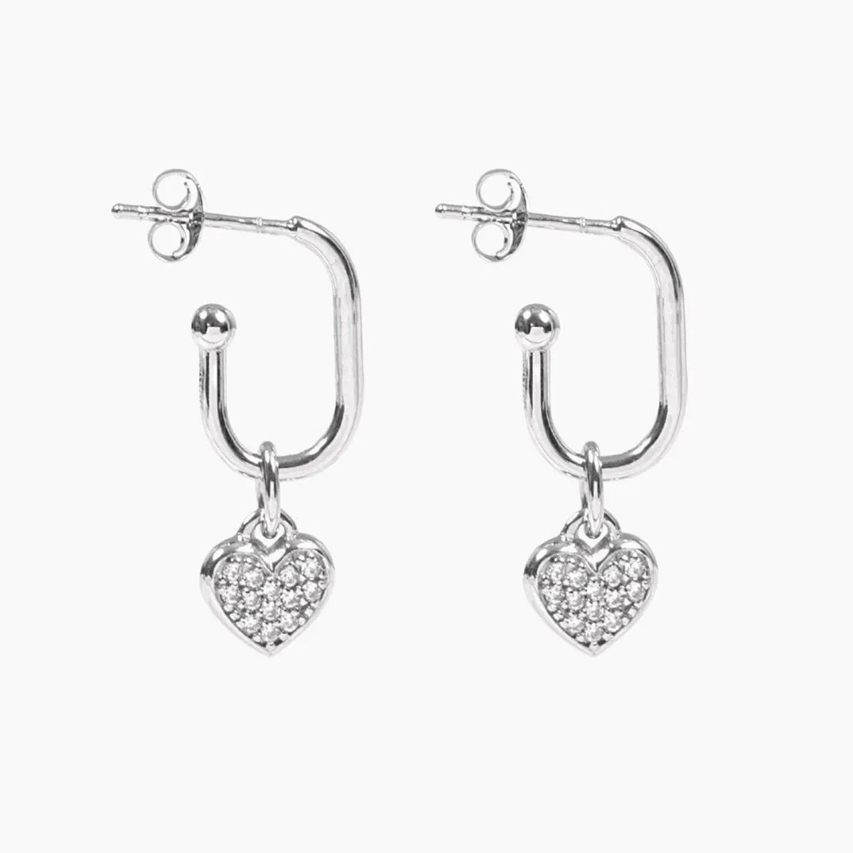 Roma Heart CZ Earrings (Silver)