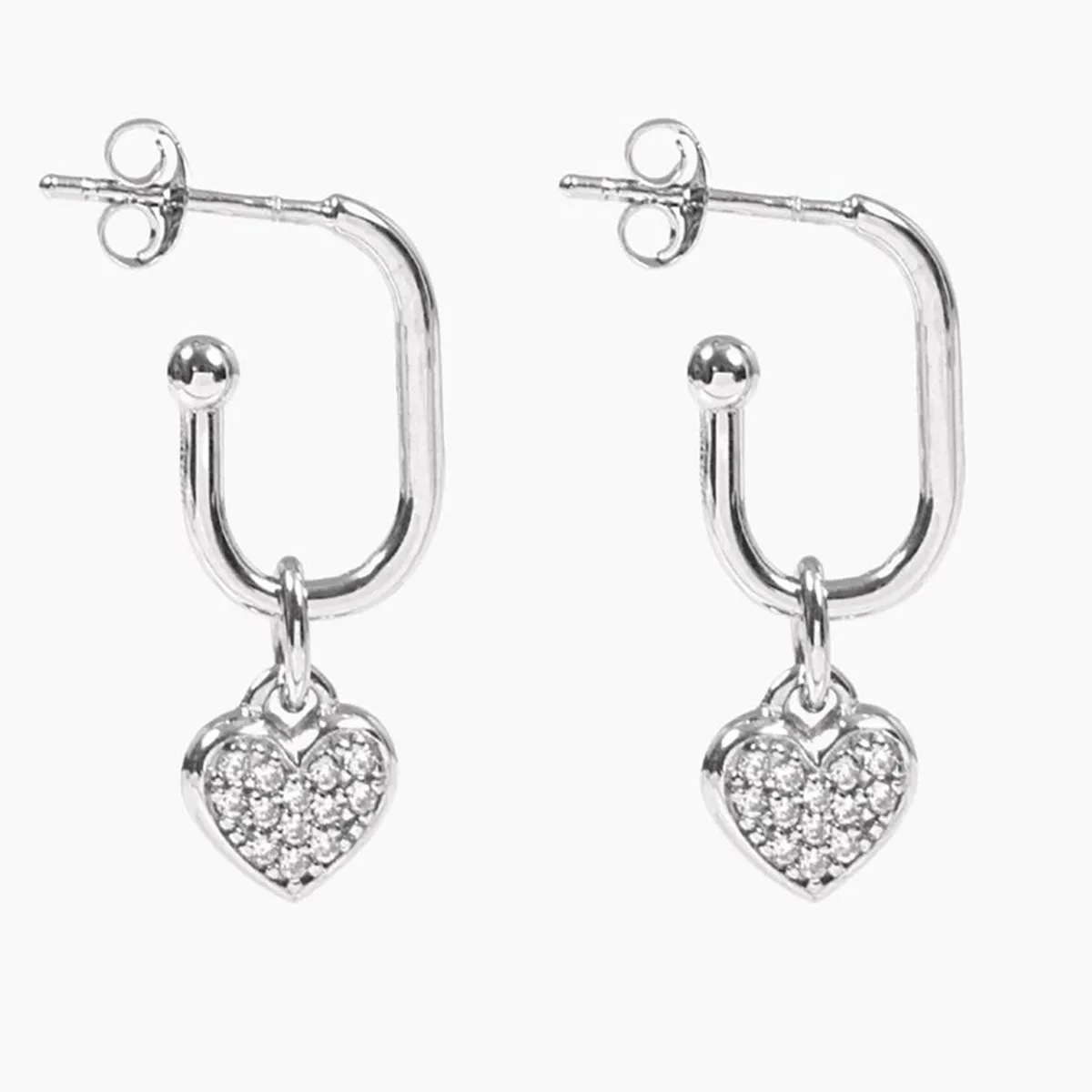 Roma Heart CZ Earrings (Silver)