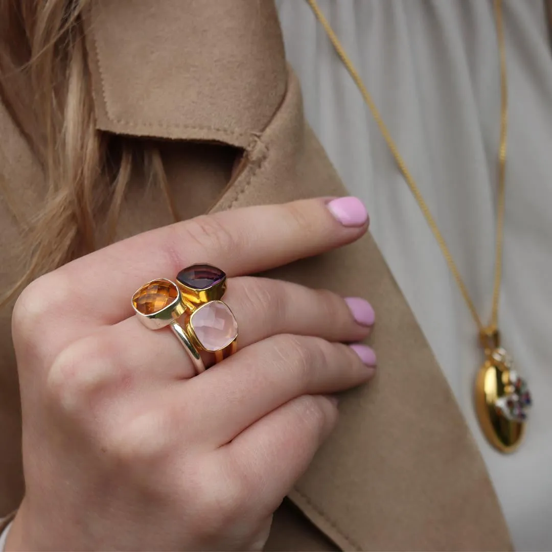 Rose Quartz Cocktail Ring | Silver