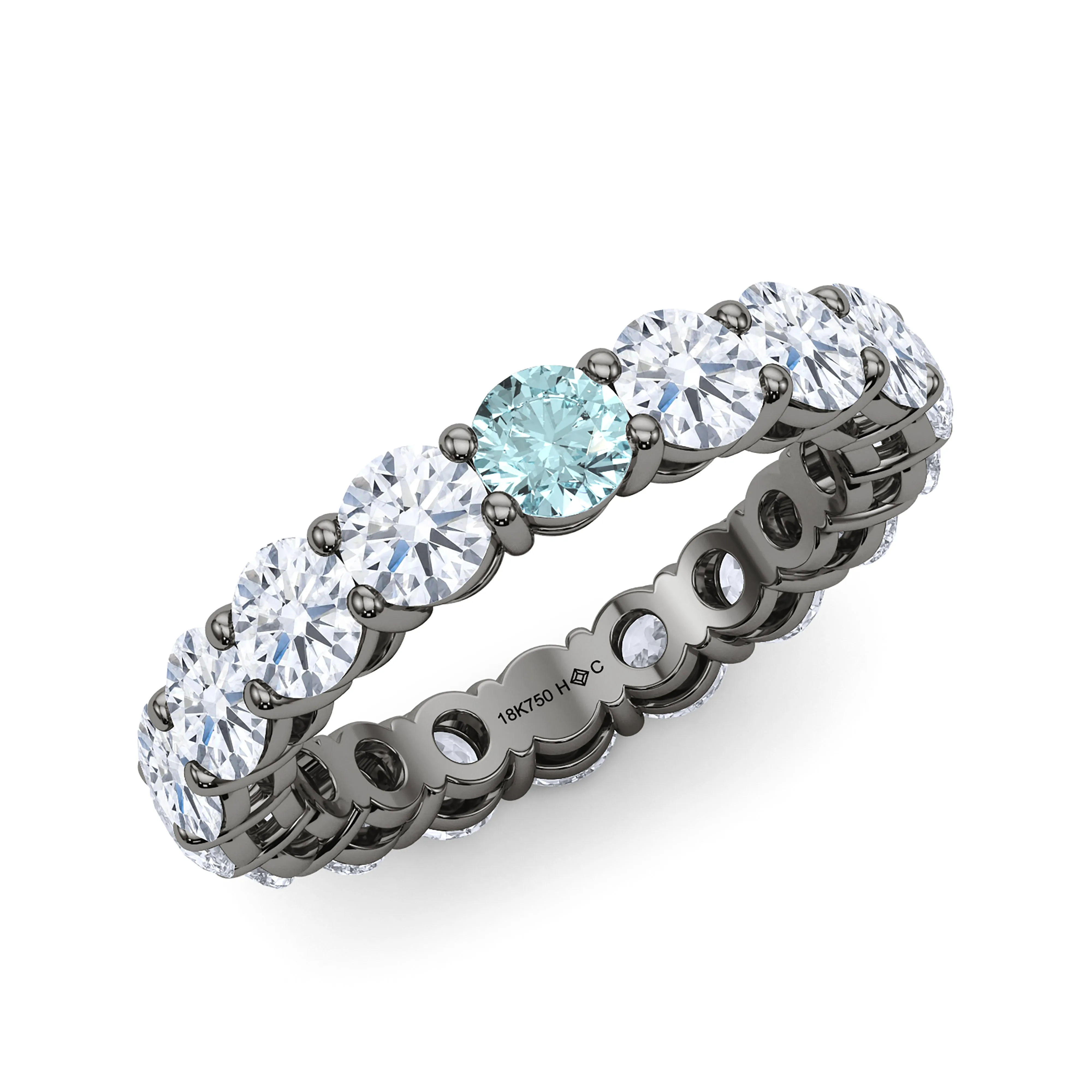 Round Cut Diamond & Birthstone Eternity Band