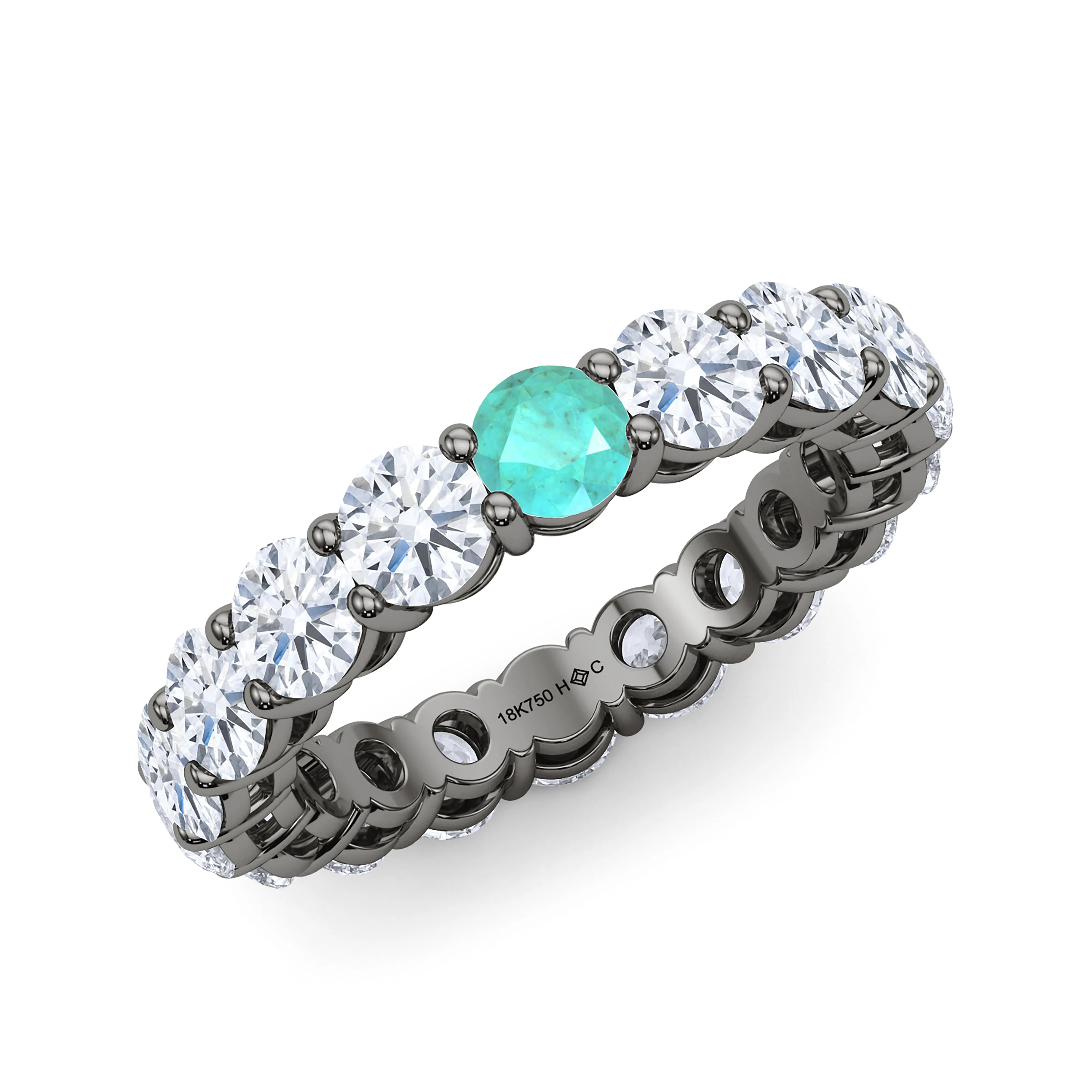 Round Cut Diamond & Birthstone Eternity Band