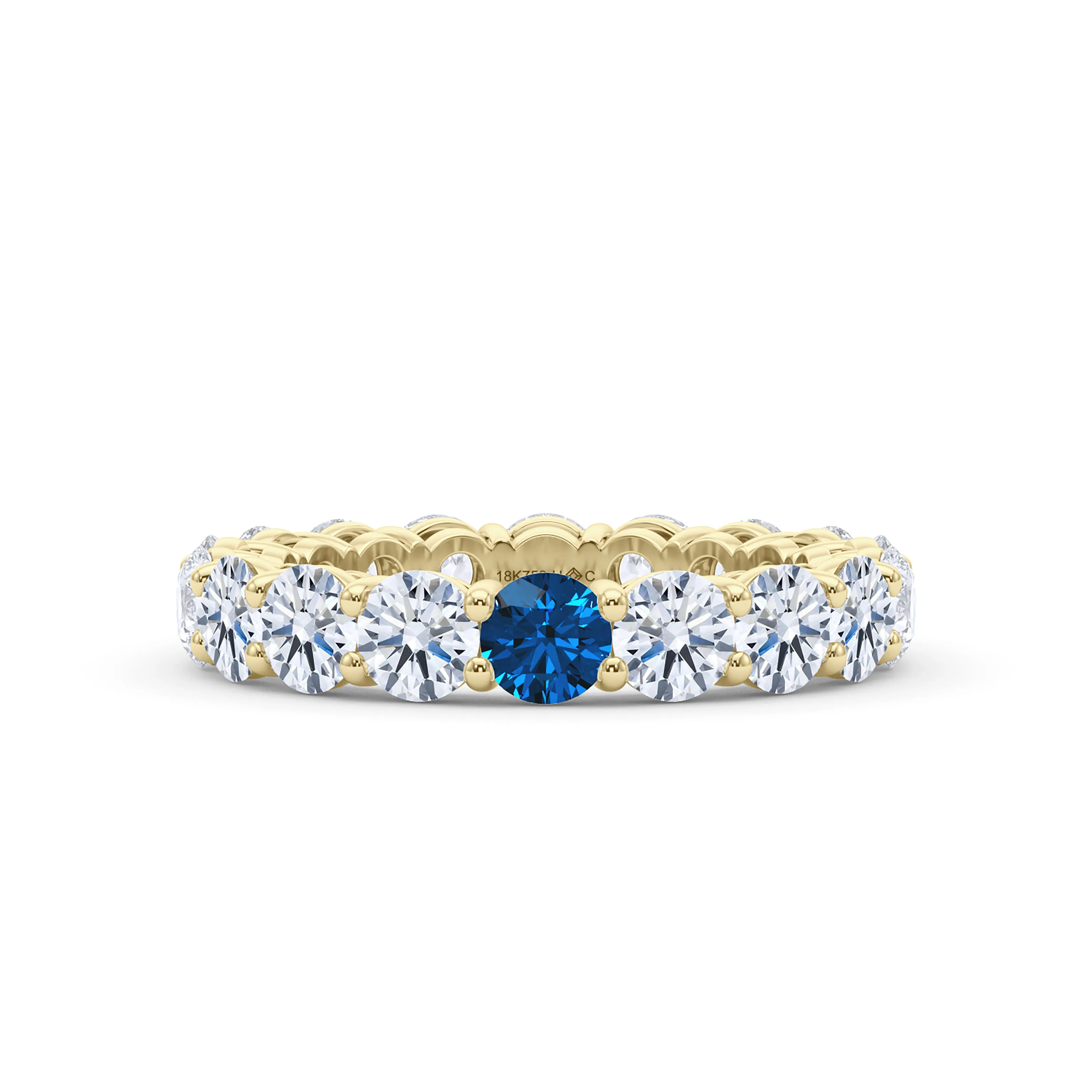 Round Cut Diamond & Birthstone Eternity Band