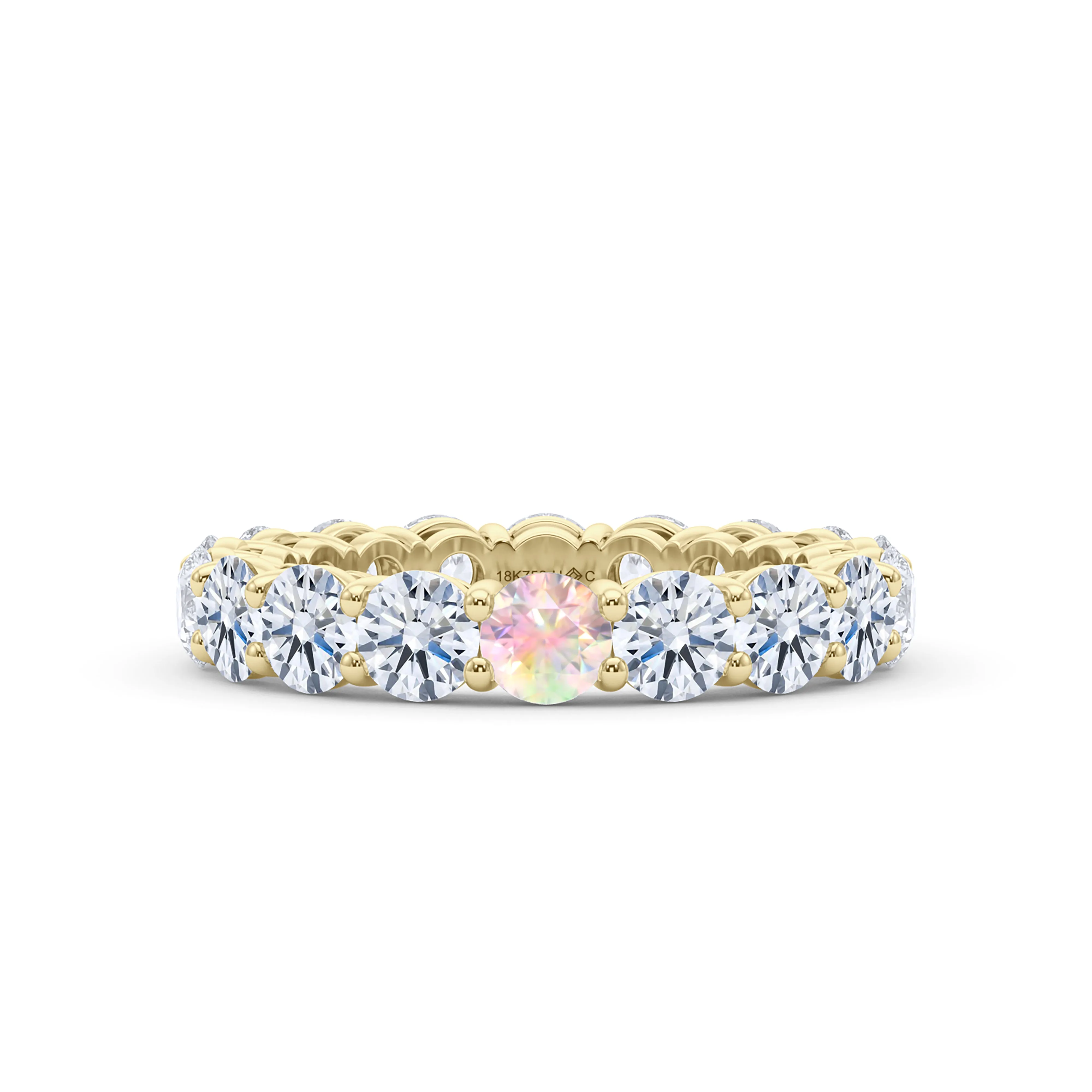 Round Cut Diamond & Birthstone Eternity Band