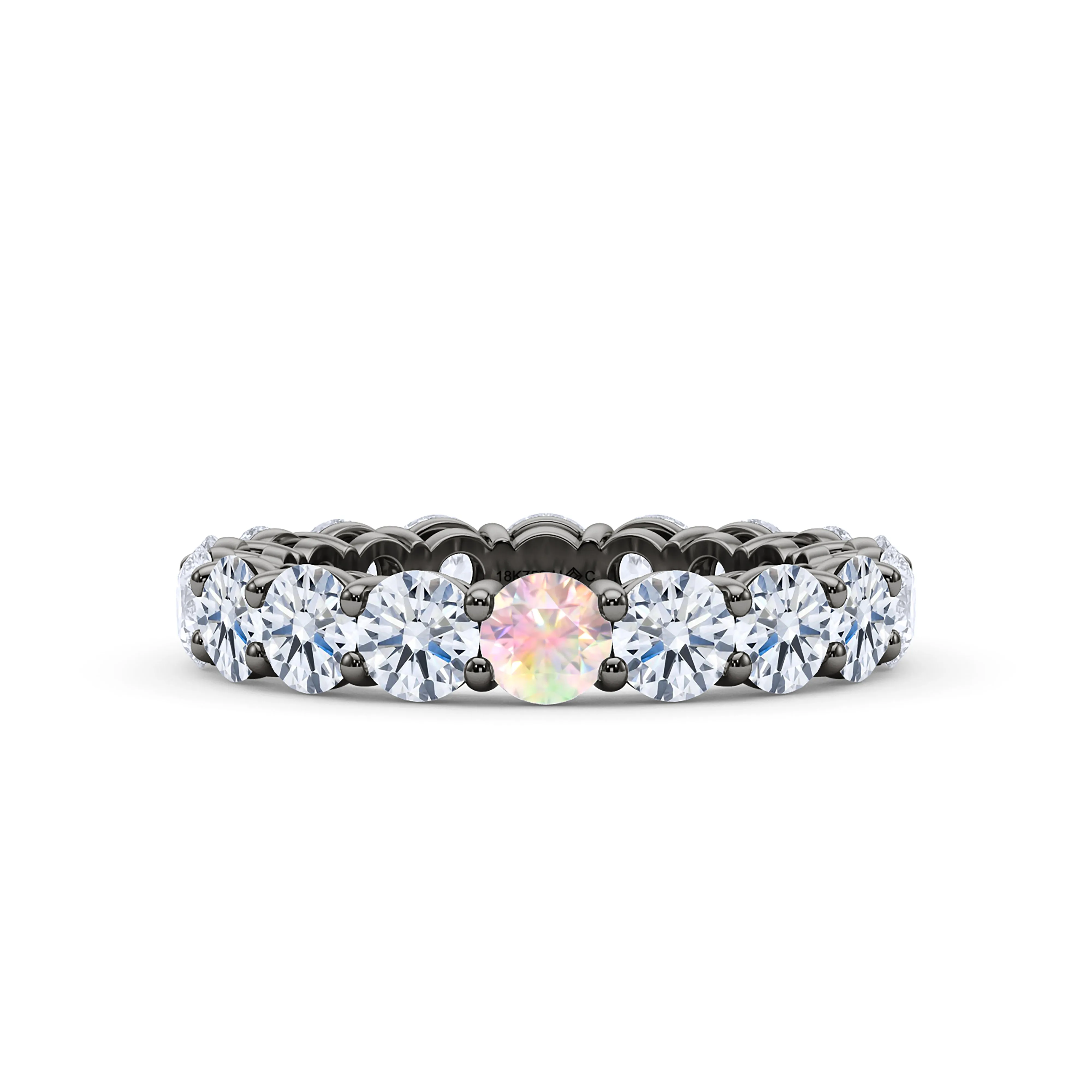 Round Cut Diamond & Birthstone Eternity Band