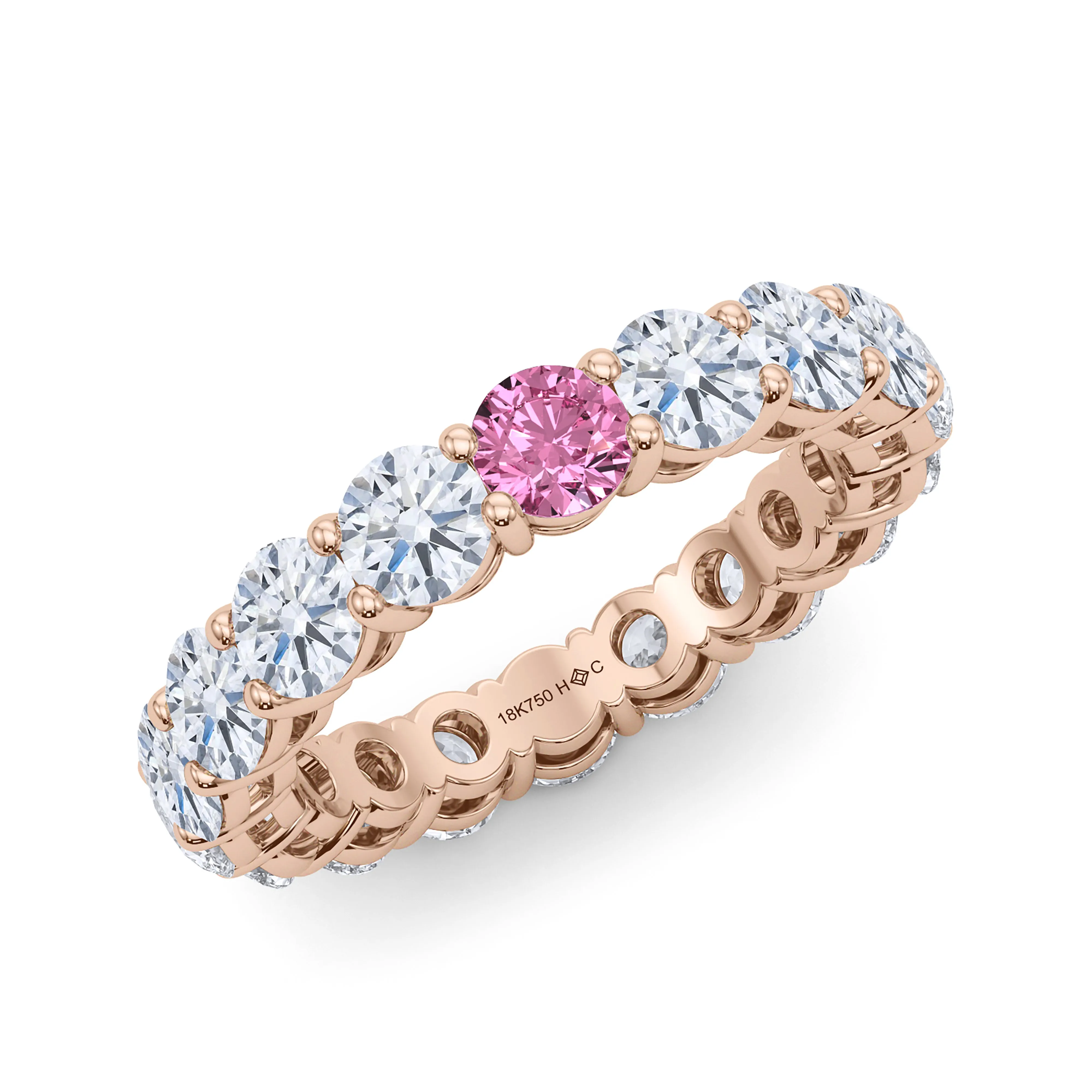 Round Cut Diamond & Birthstone Eternity Band