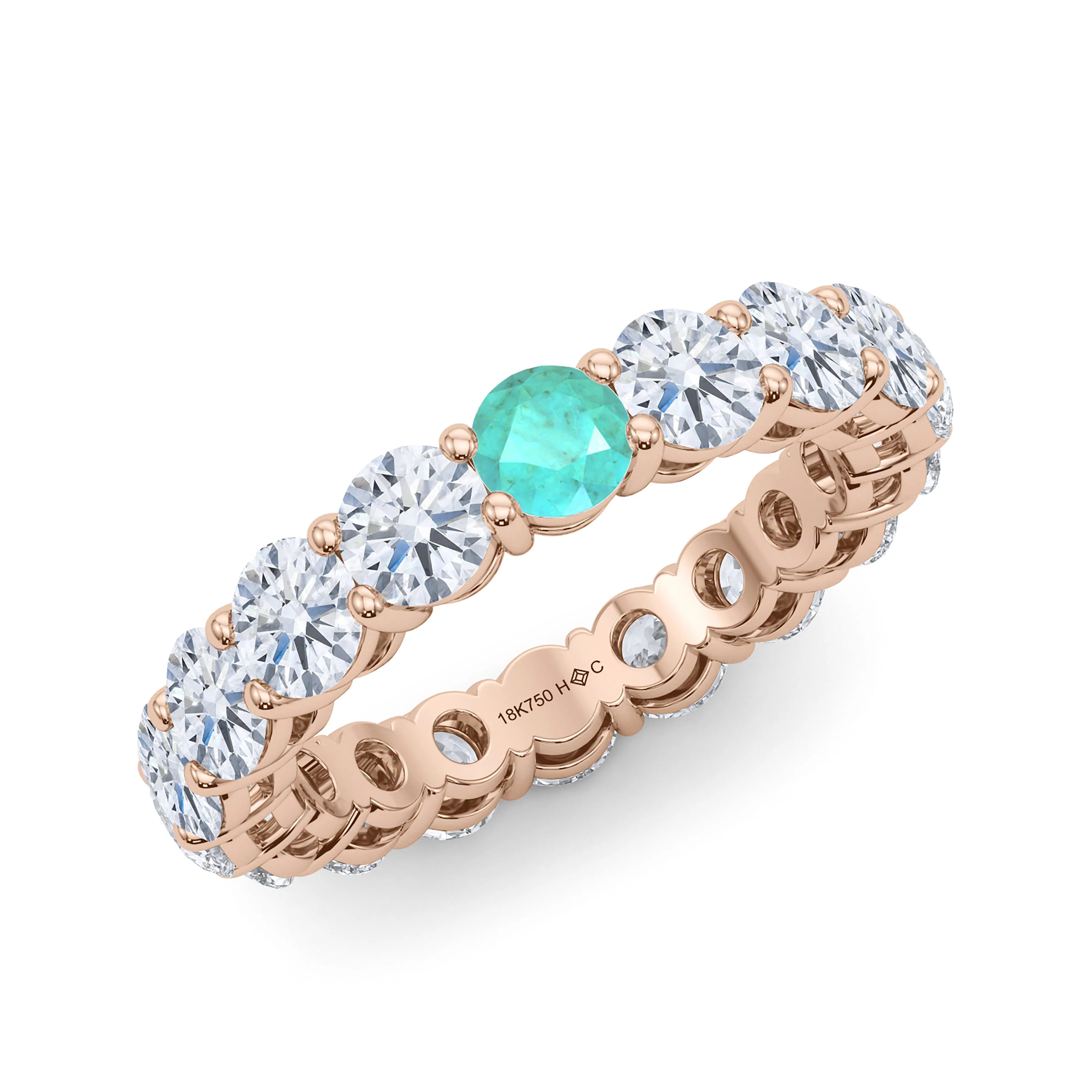 Round Cut Diamond & Birthstone Eternity Band