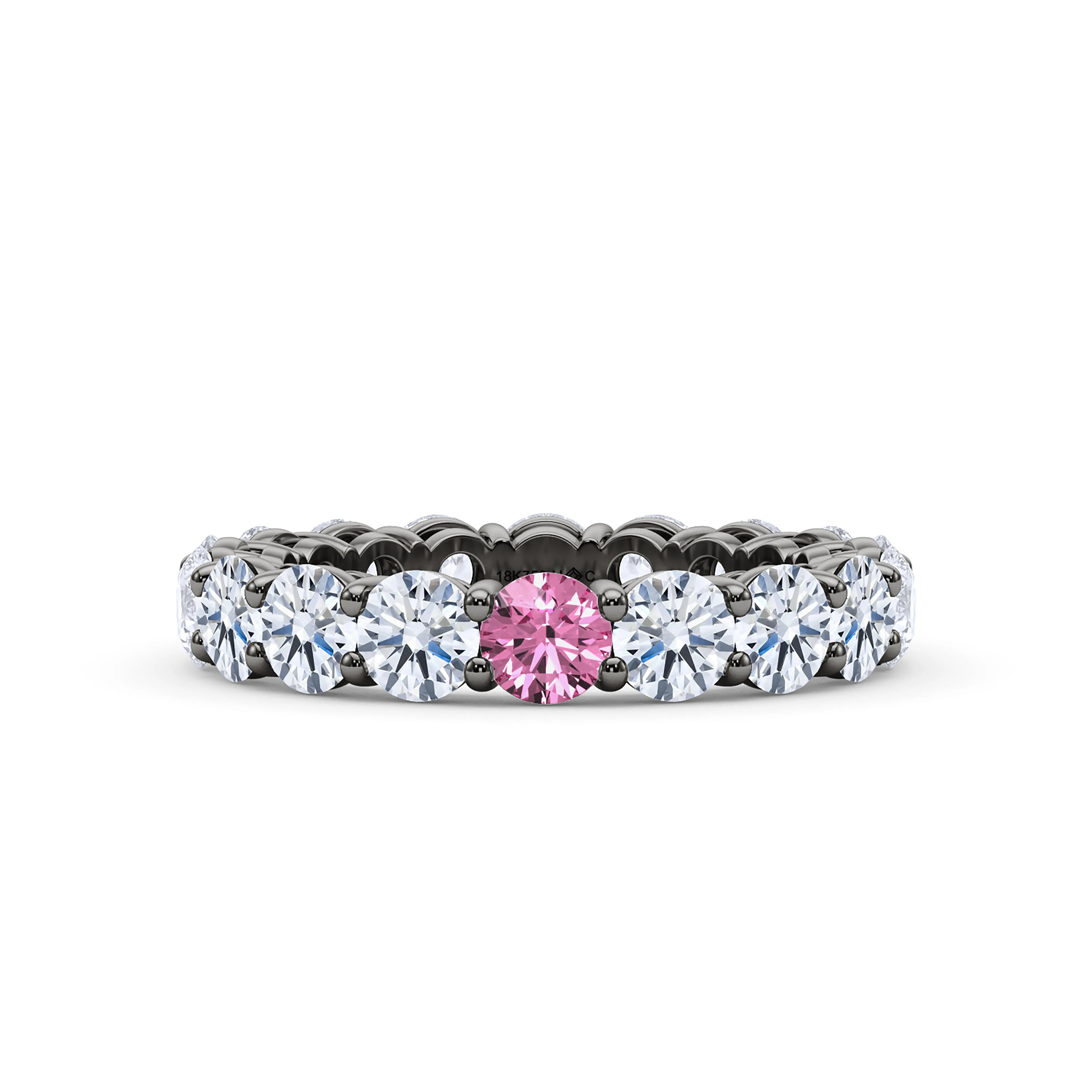 Round Cut Diamond & Birthstone Eternity Band