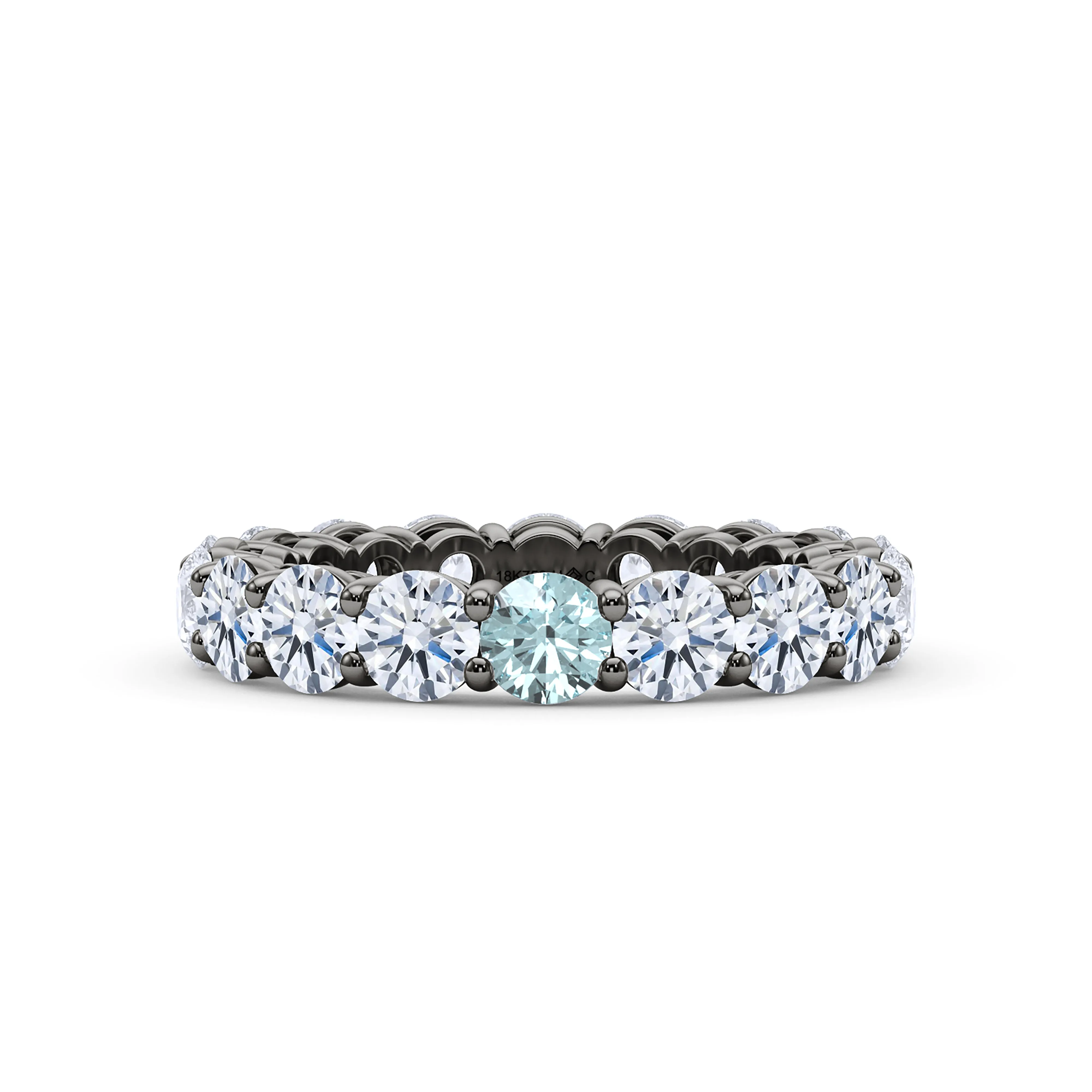 Round Cut Diamond & Birthstone Eternity Band