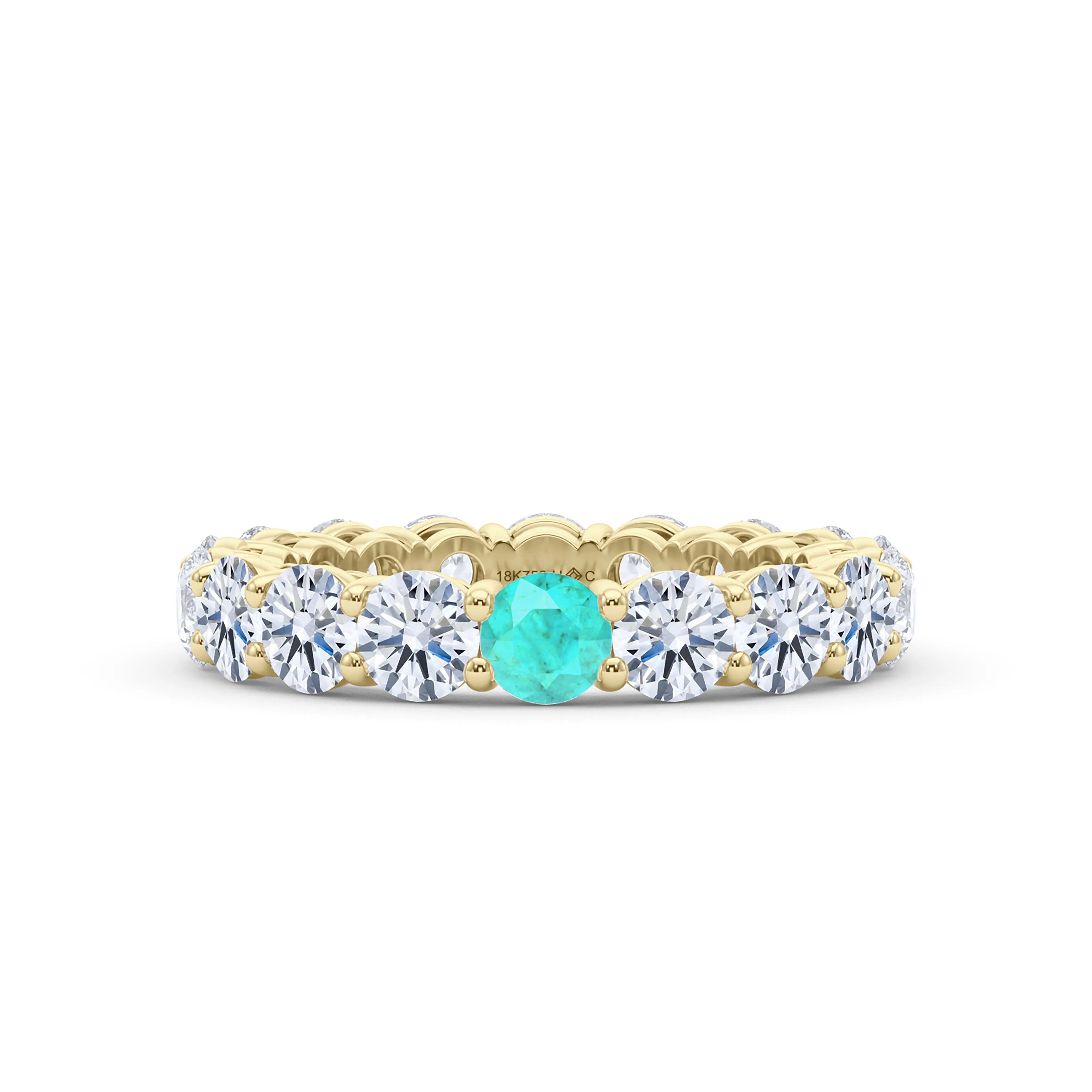 Round Cut Diamond & Birthstone Eternity Band