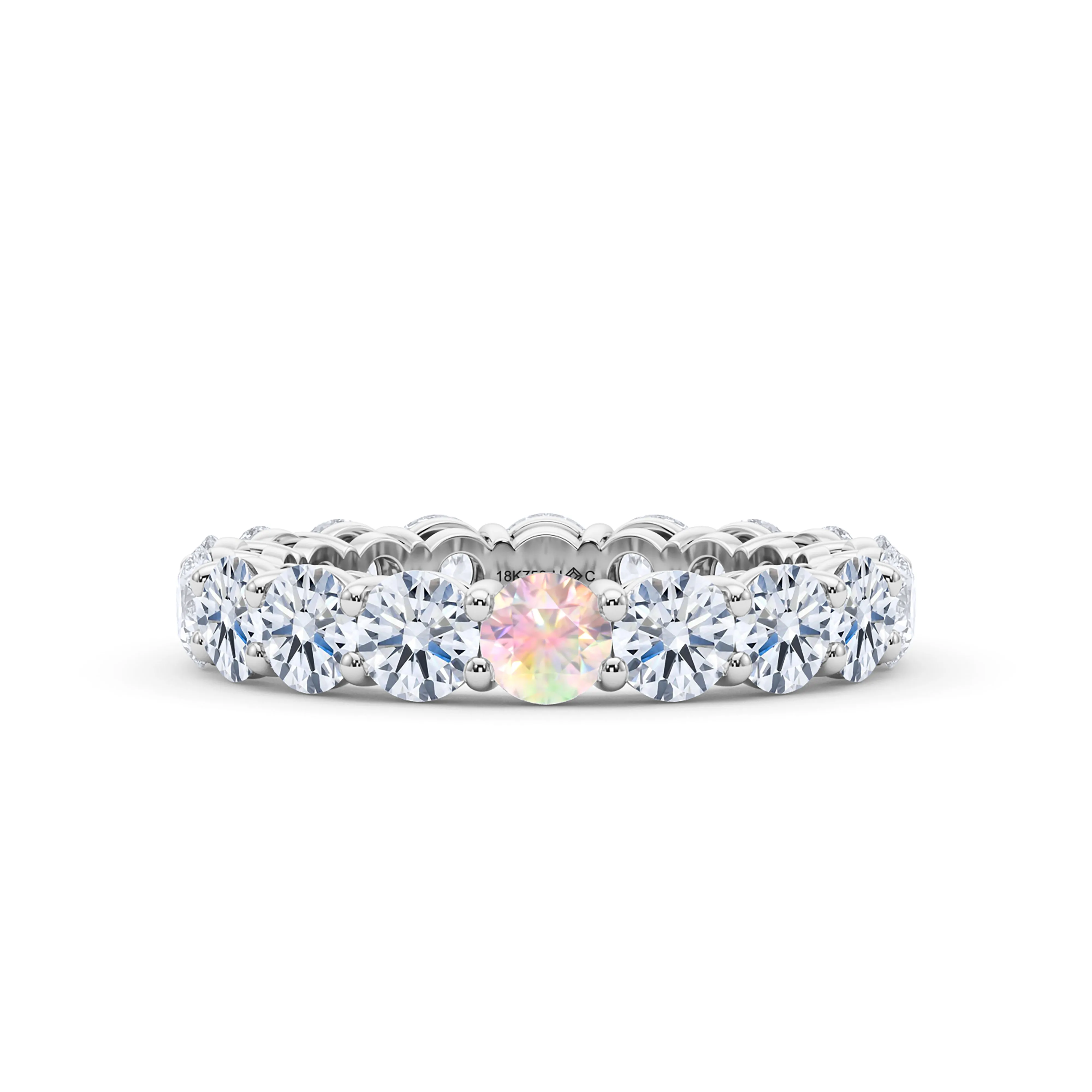 Round Cut Diamond & Birthstone Eternity Band