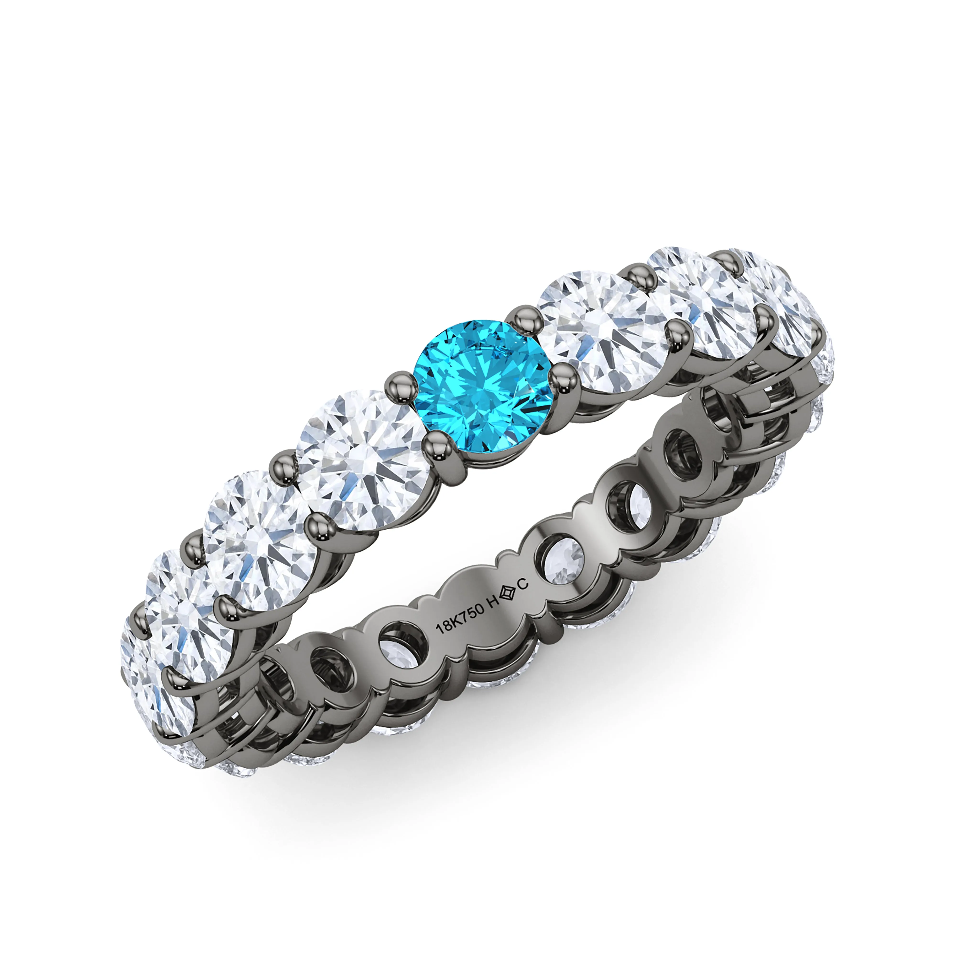 Round Cut Diamond & Birthstone Eternity Band