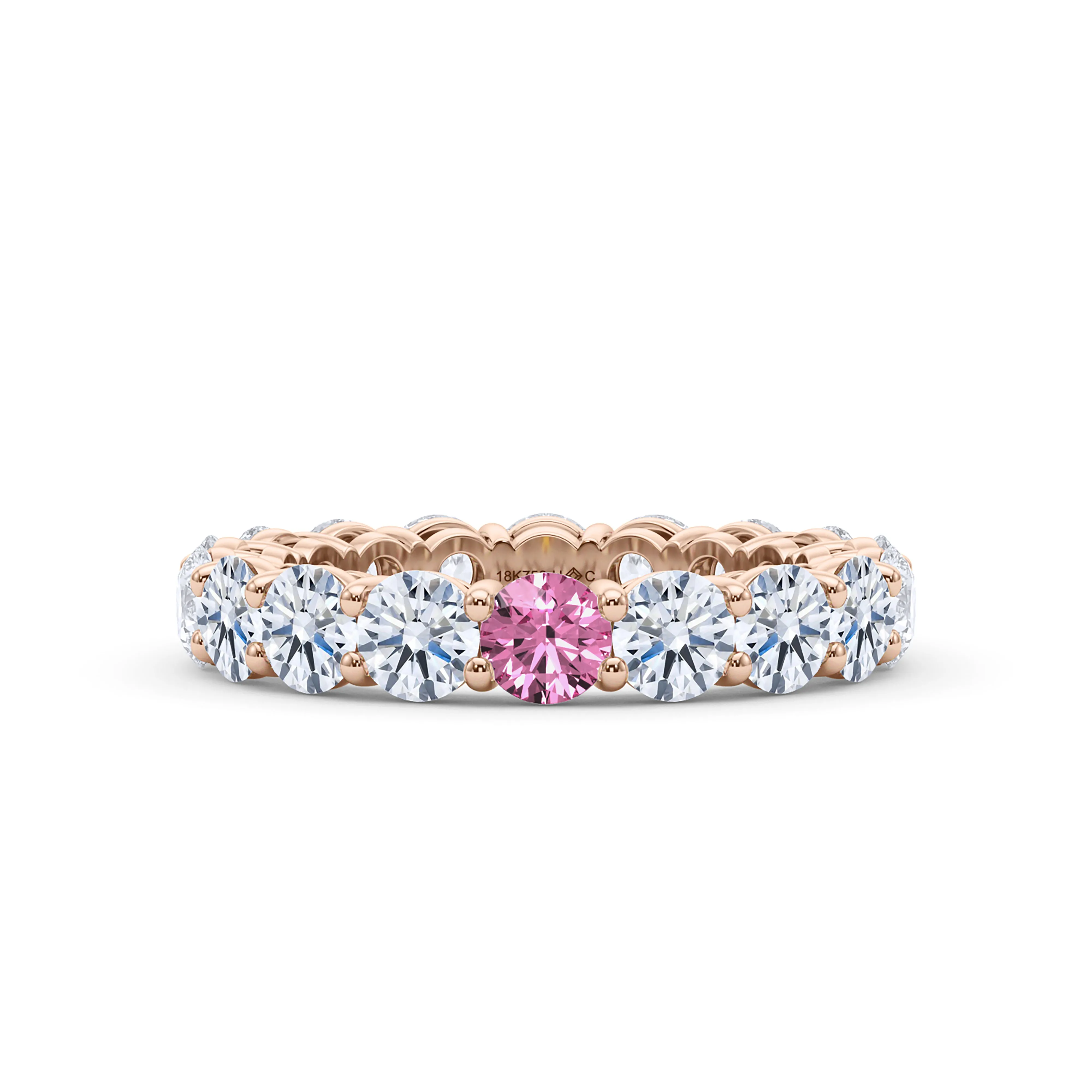 Round Cut Diamond & Birthstone Eternity Band