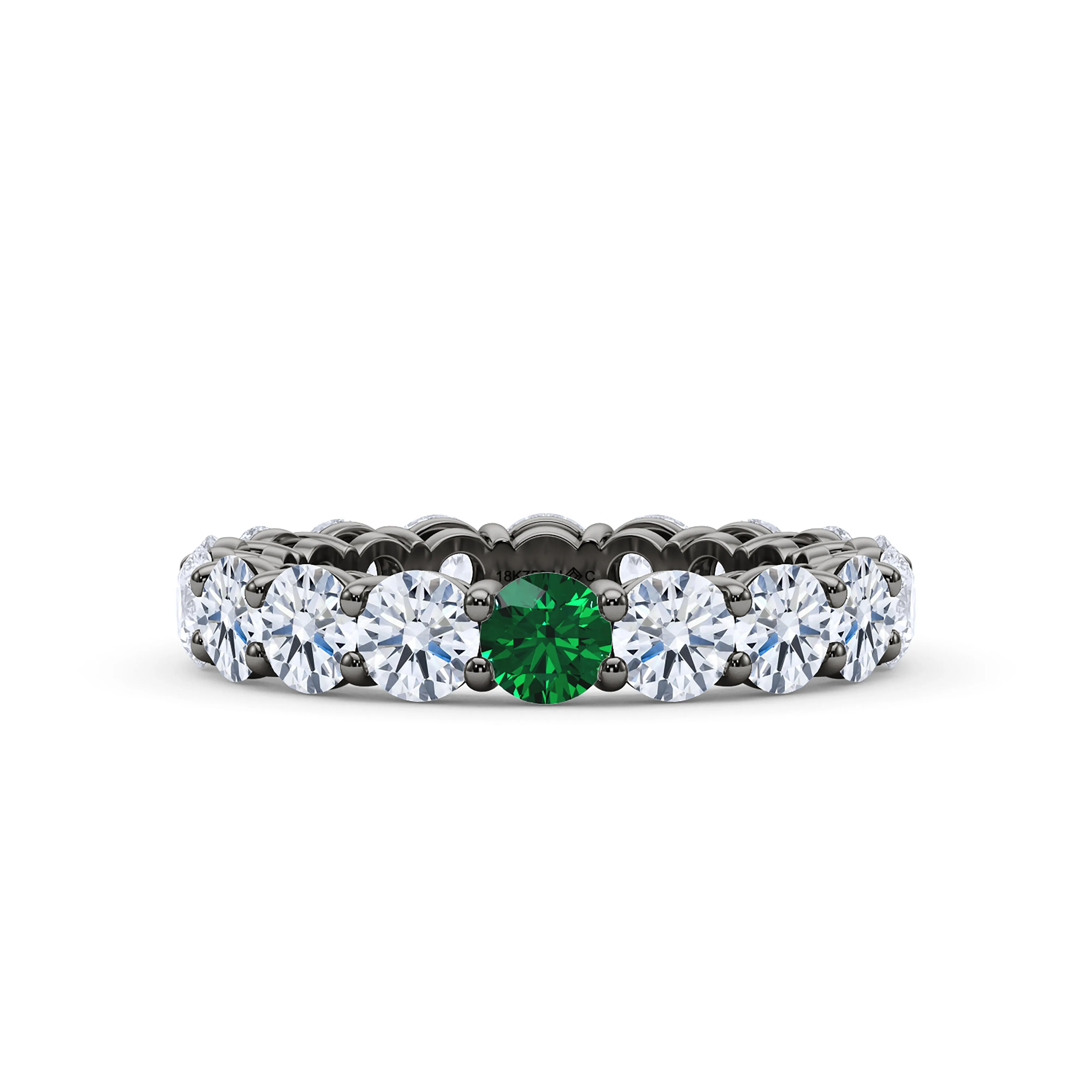 Round Cut Diamond & Birthstone Eternity Band