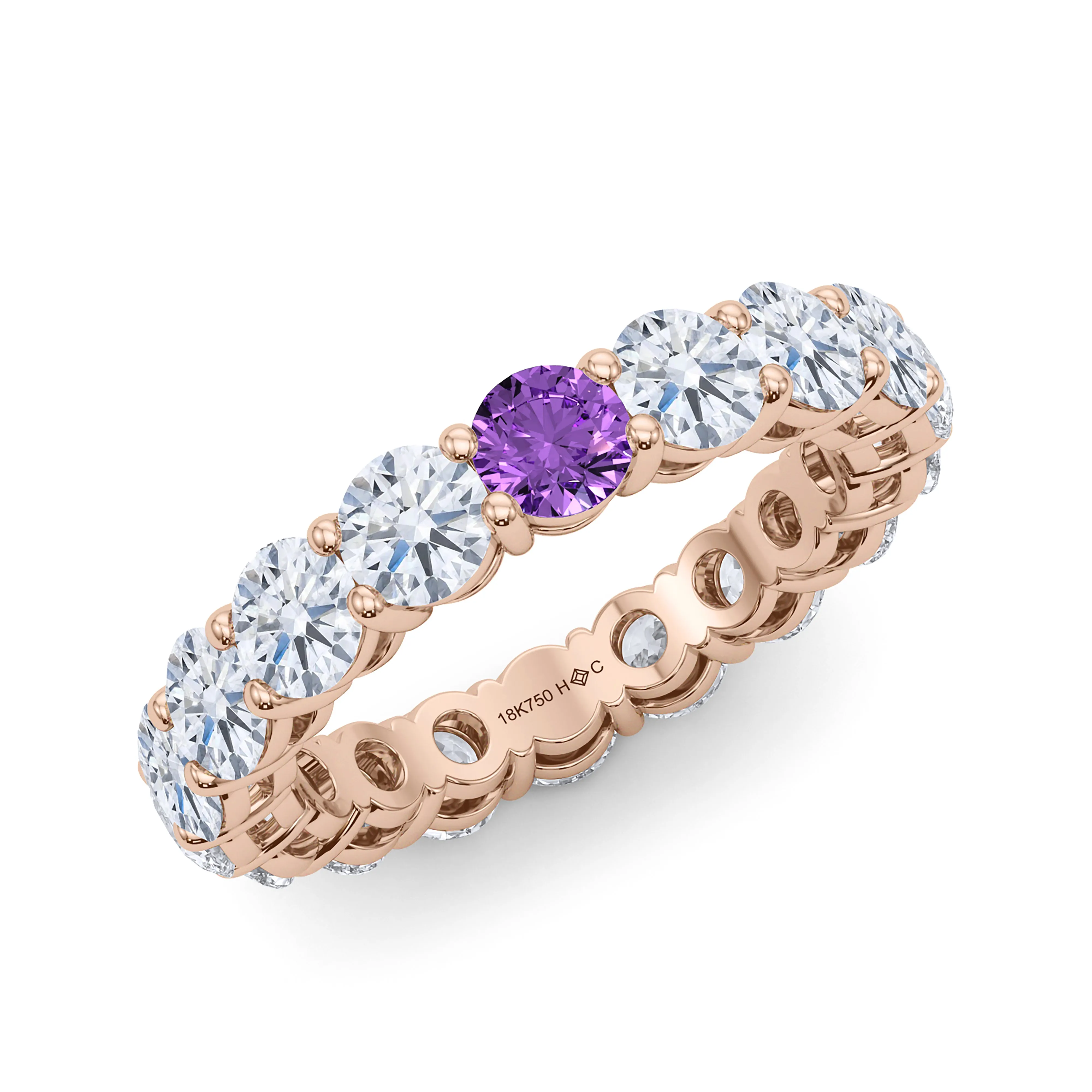 Round Cut Diamond & Birthstone Eternity Band