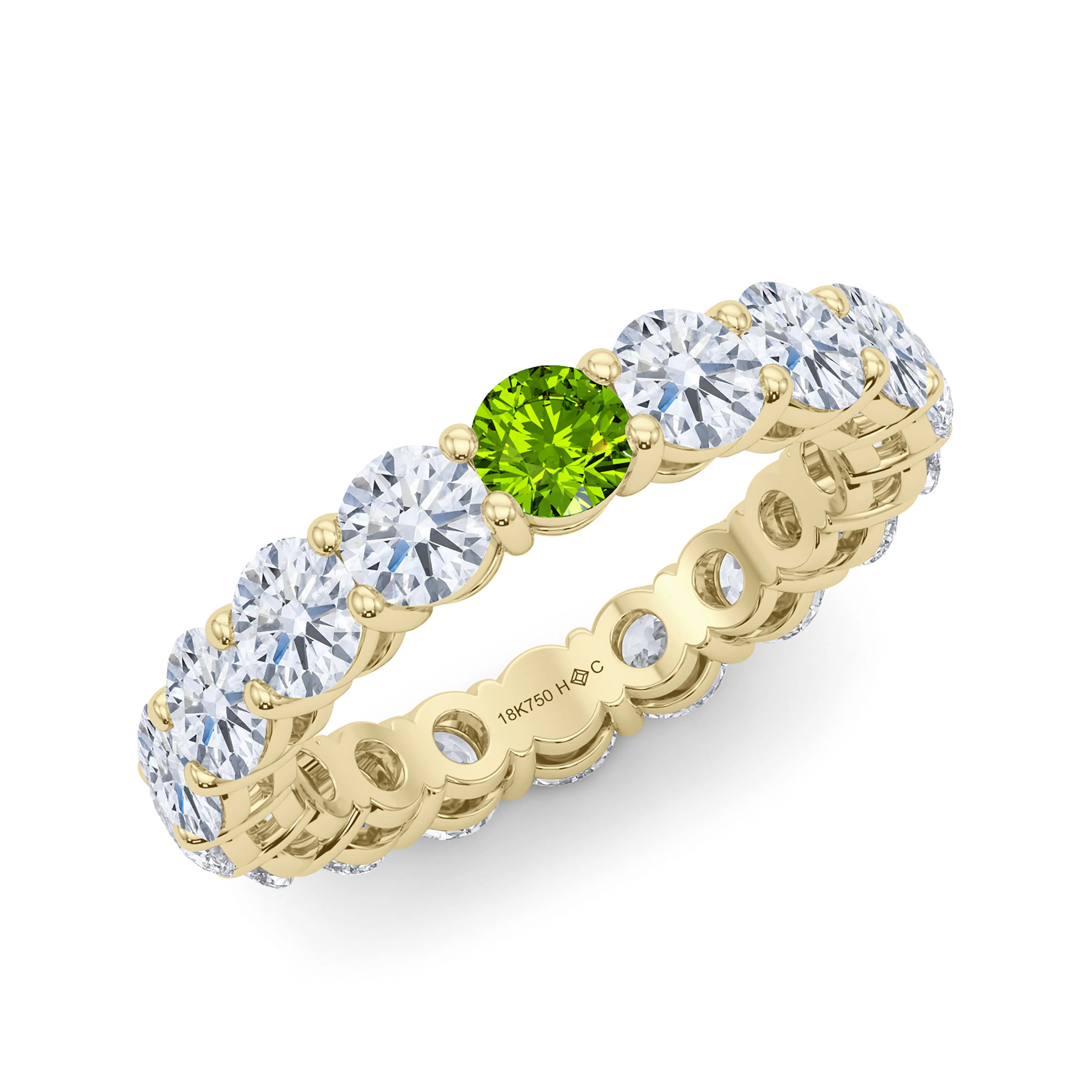 Round Cut Diamond & Birthstone Eternity Band