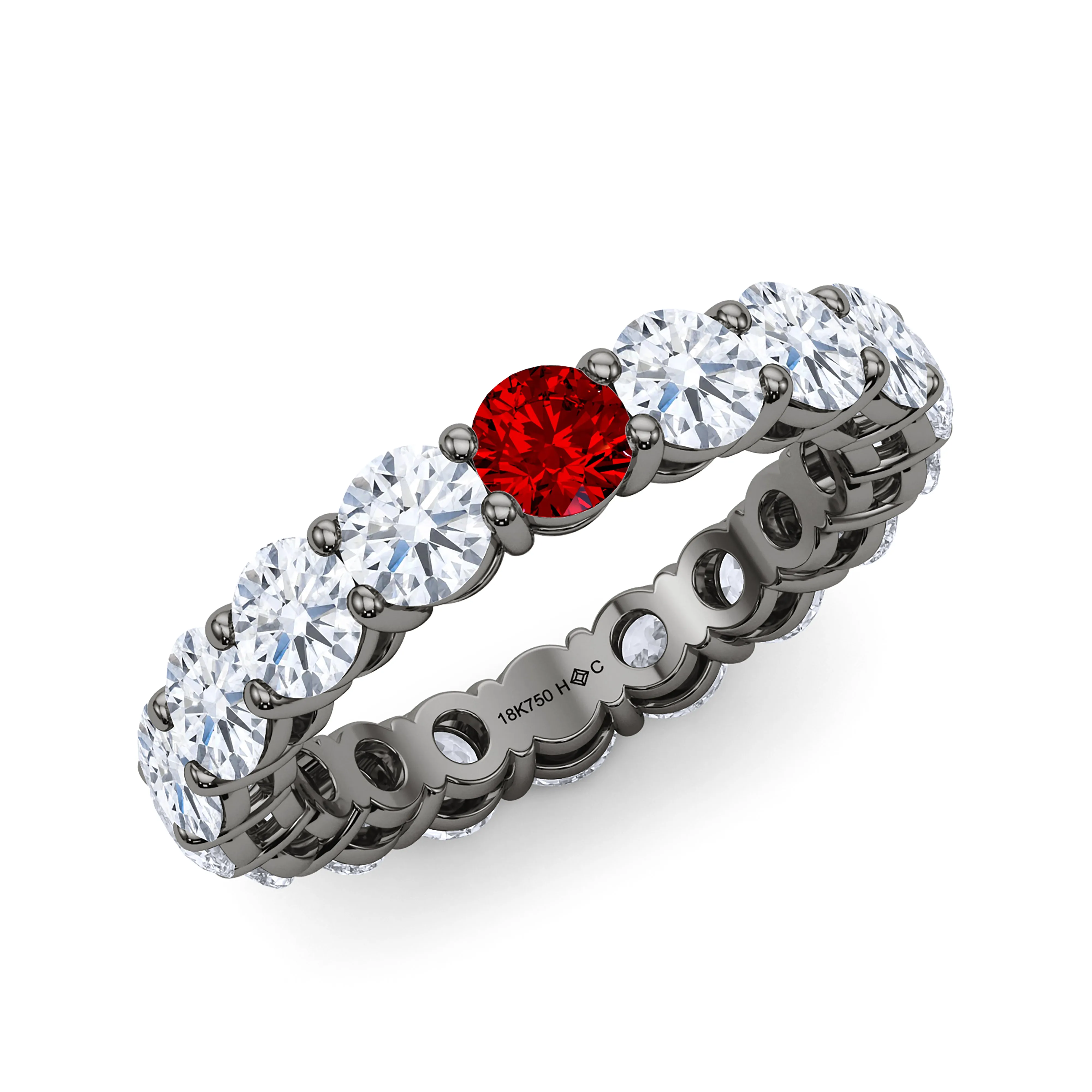 Round Cut Diamond & Birthstone Eternity Band