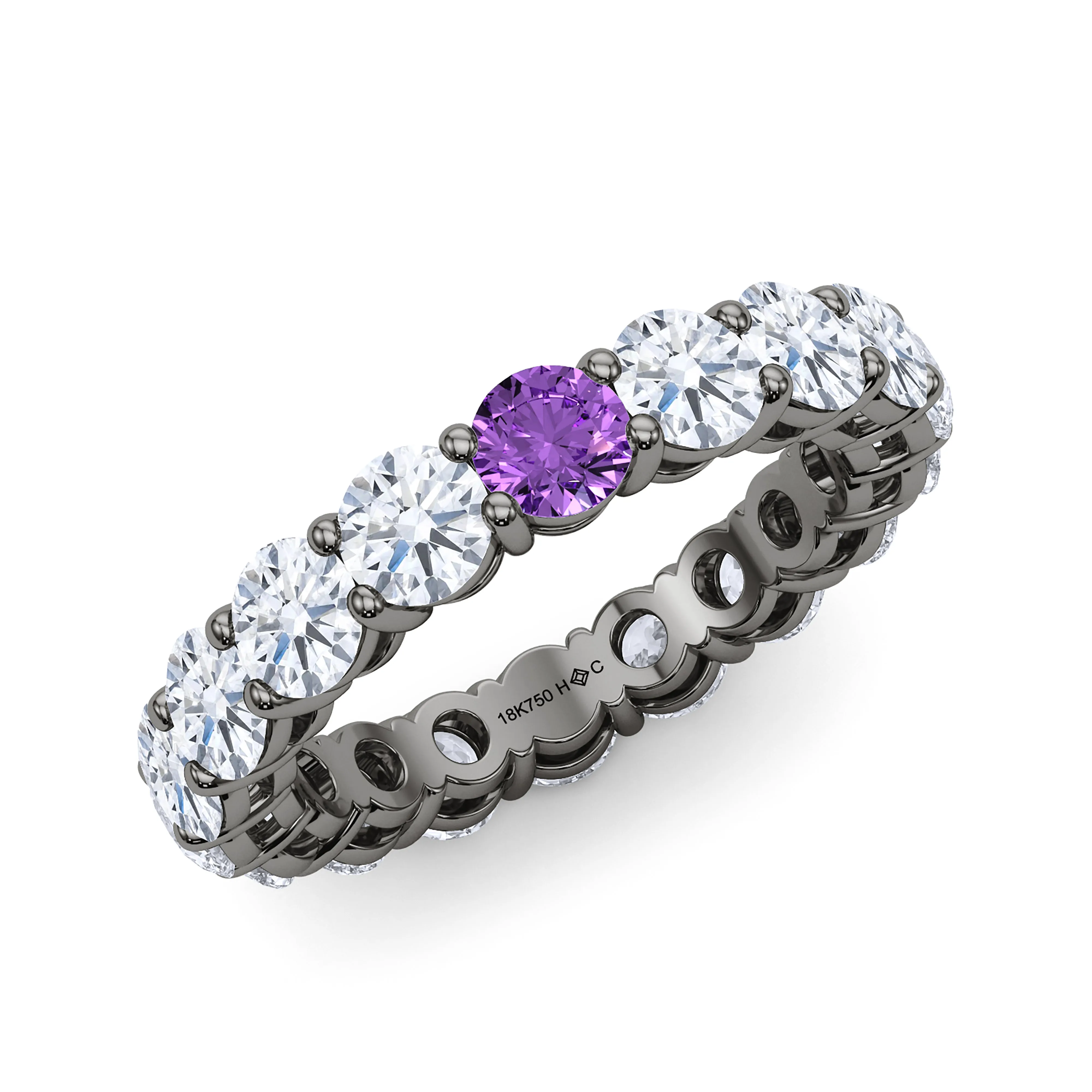 Round Cut Diamond & Birthstone Eternity Band