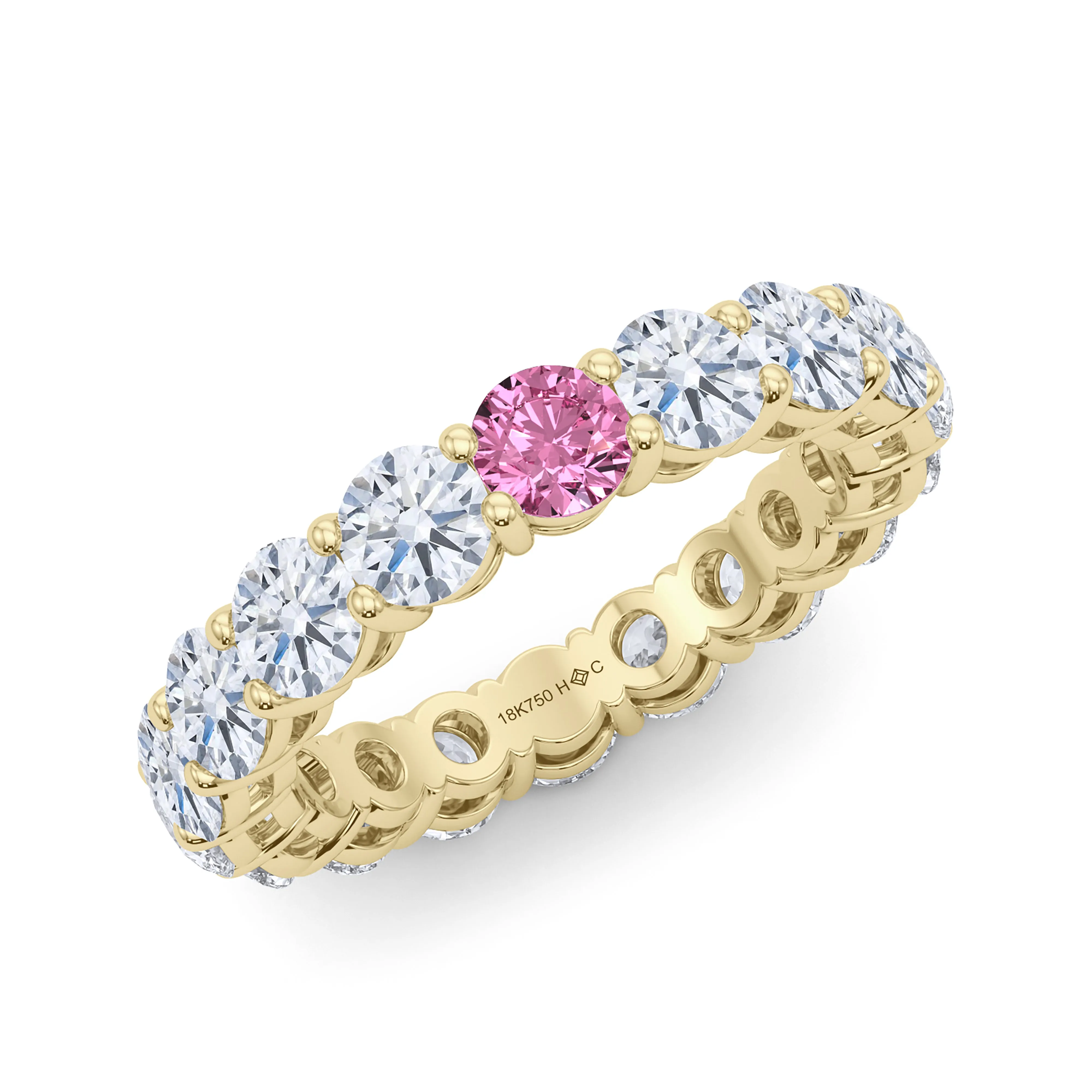 Round Cut Diamond & Birthstone Eternity Band