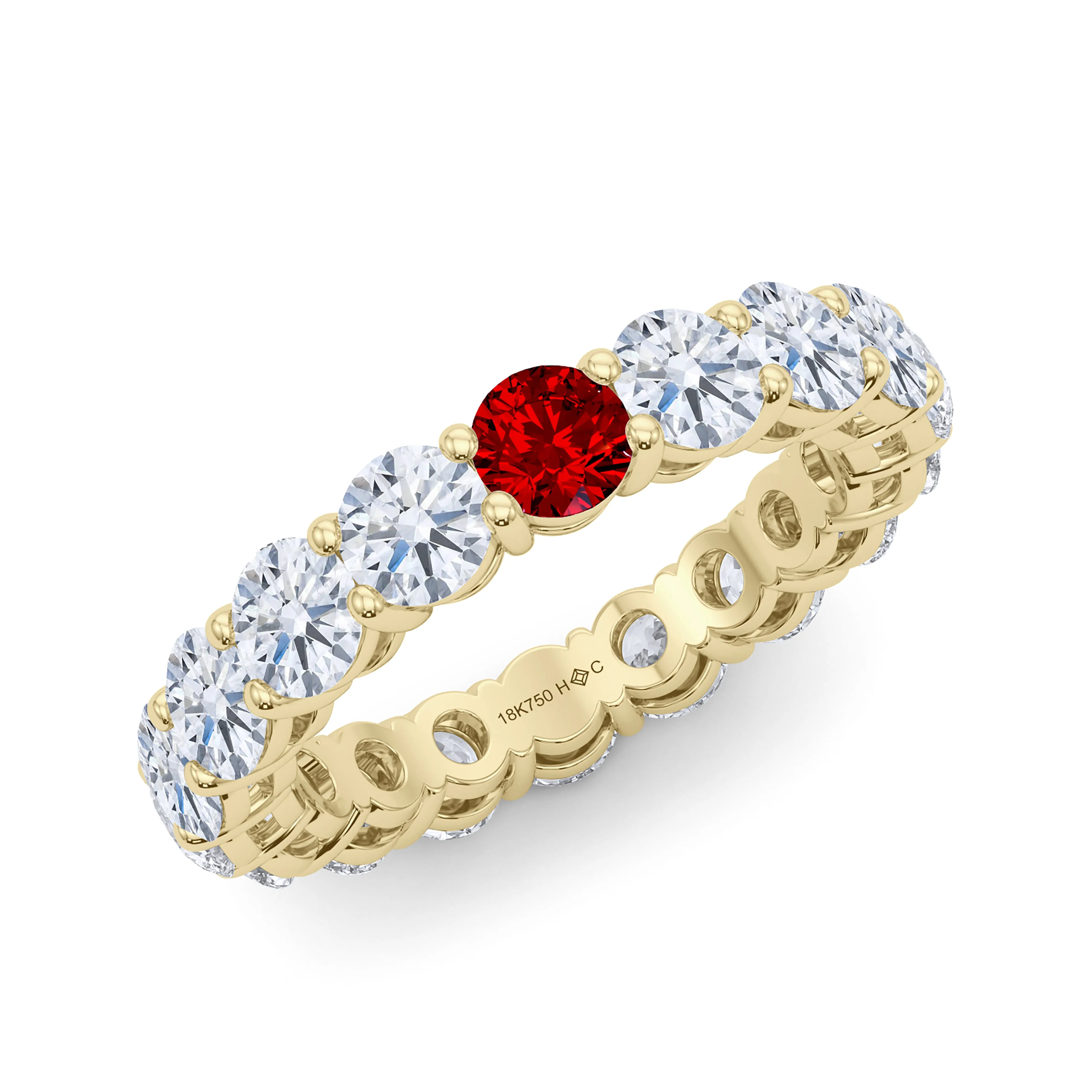 Round Cut Diamond & Birthstone Eternity Band