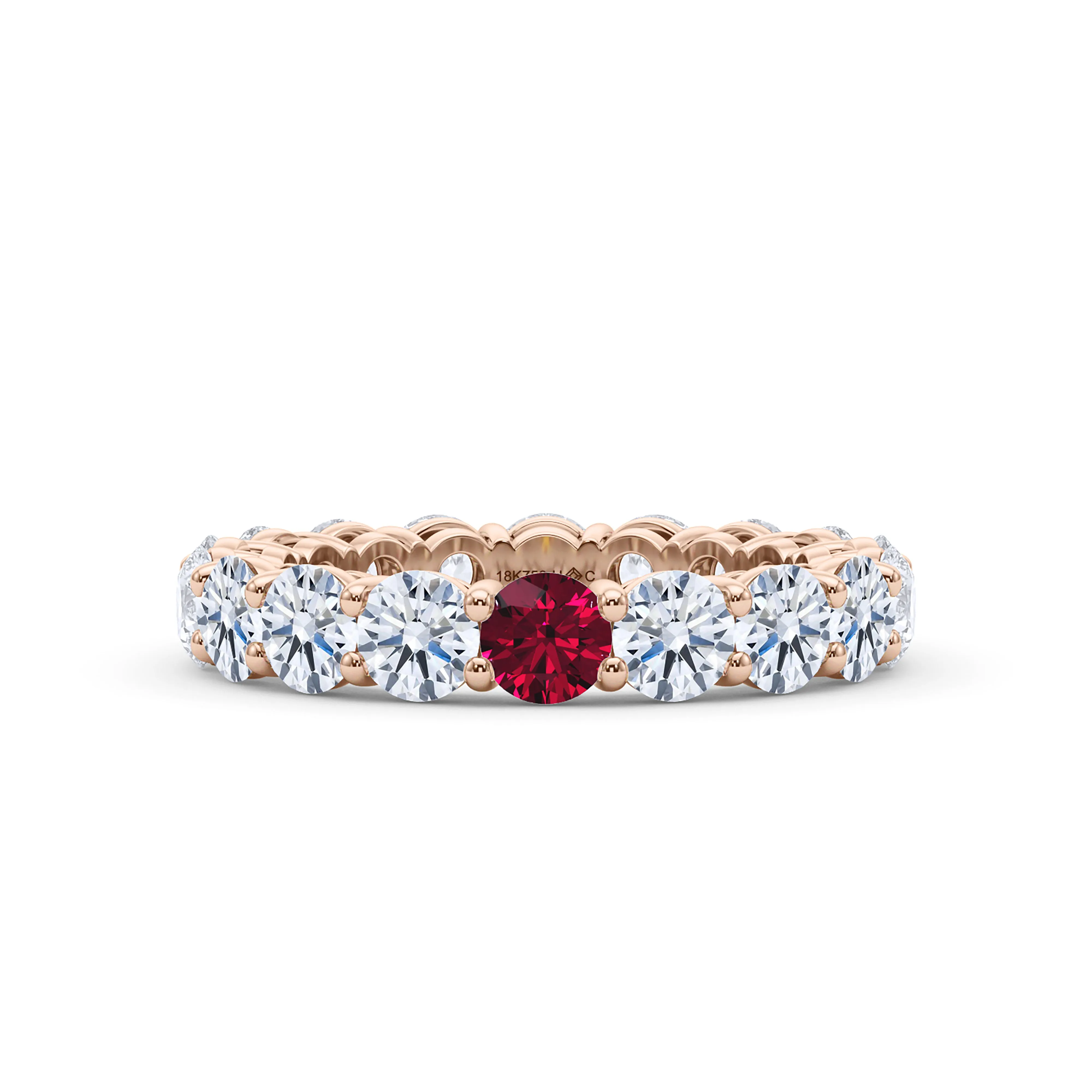 Round Cut Diamond & Birthstone Eternity Band