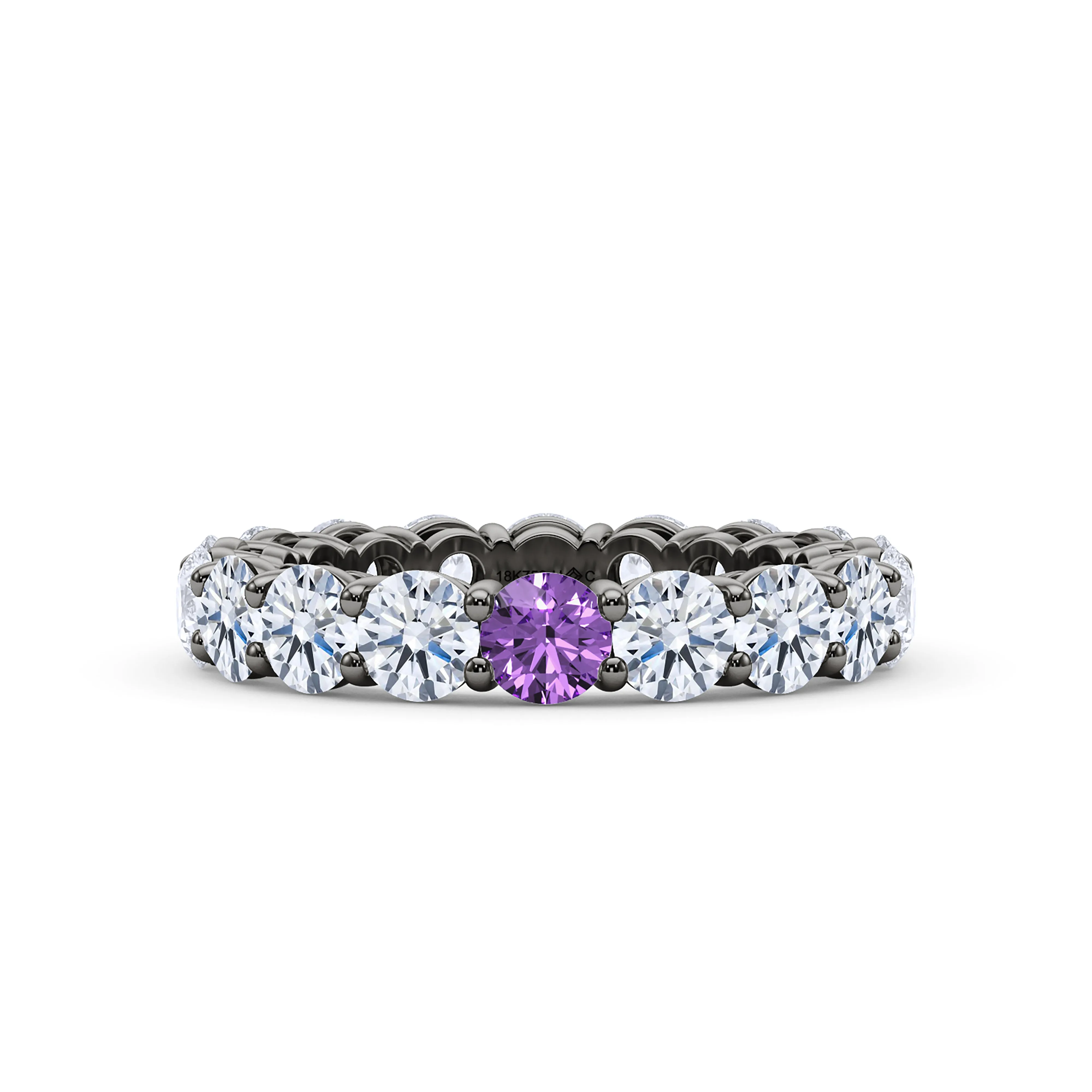 Round Cut Diamond & Birthstone Eternity Band