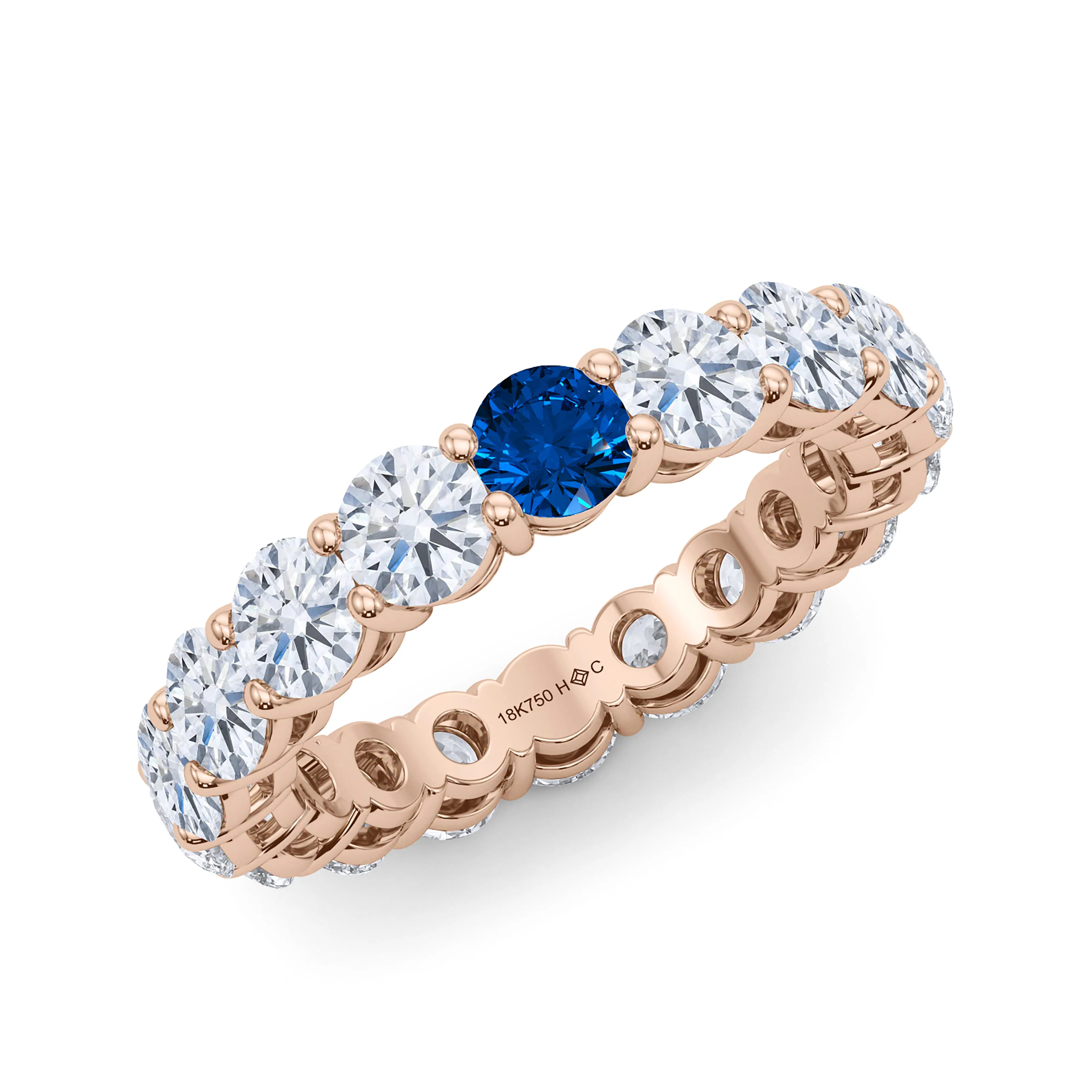 Round Cut Diamond & Birthstone Eternity Band