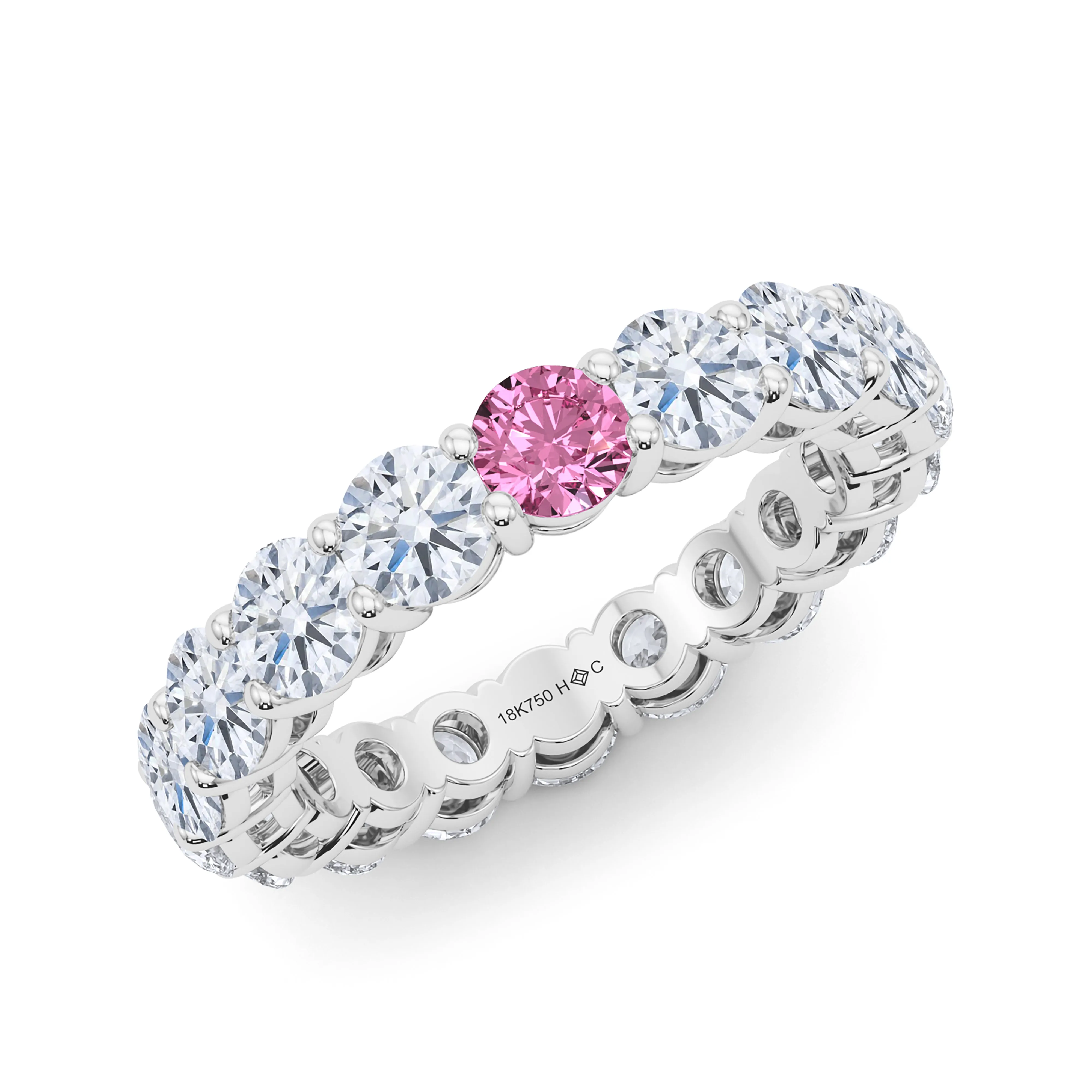 Round Cut Diamond & Birthstone Eternity Band