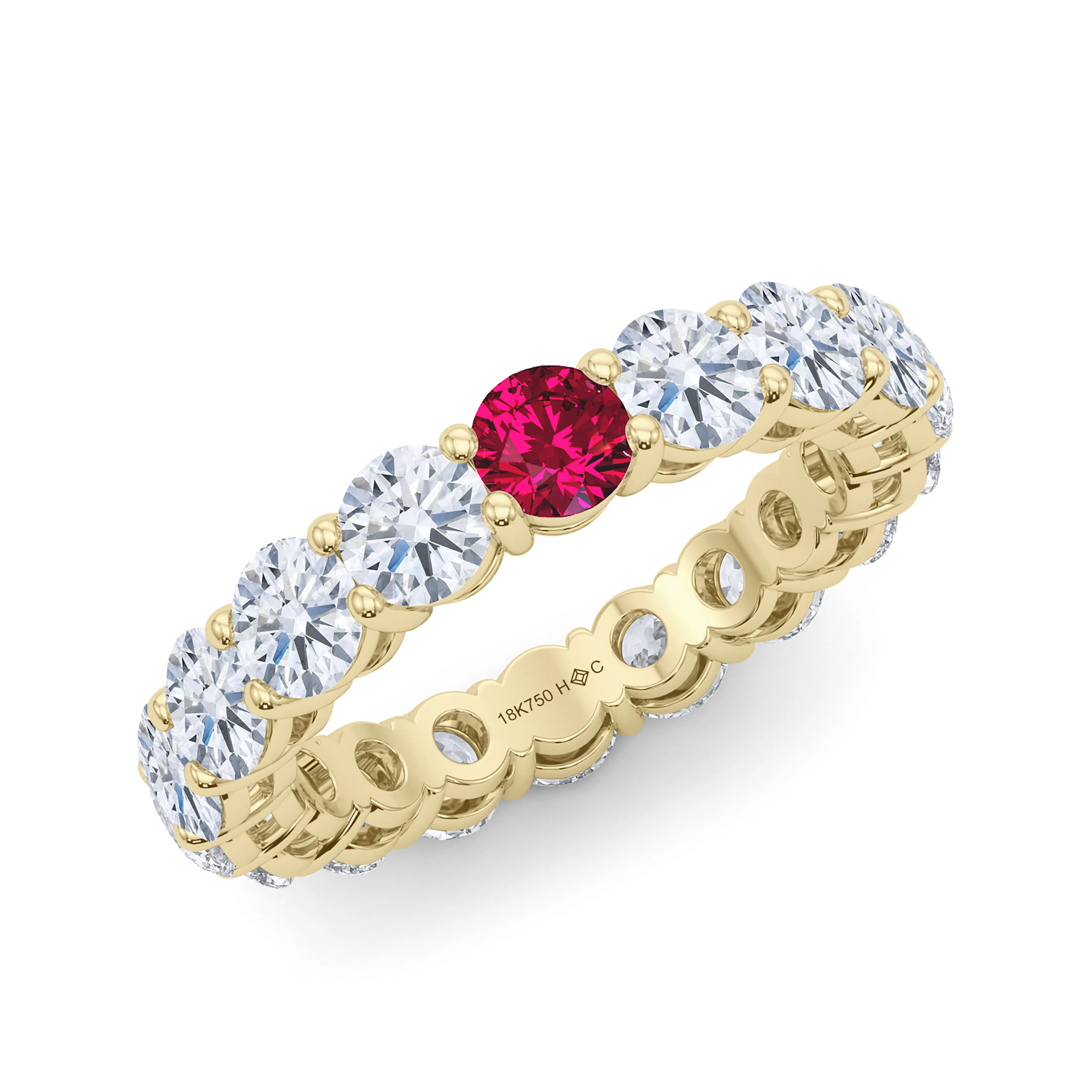 Round Cut Diamond & Birthstone Eternity Band