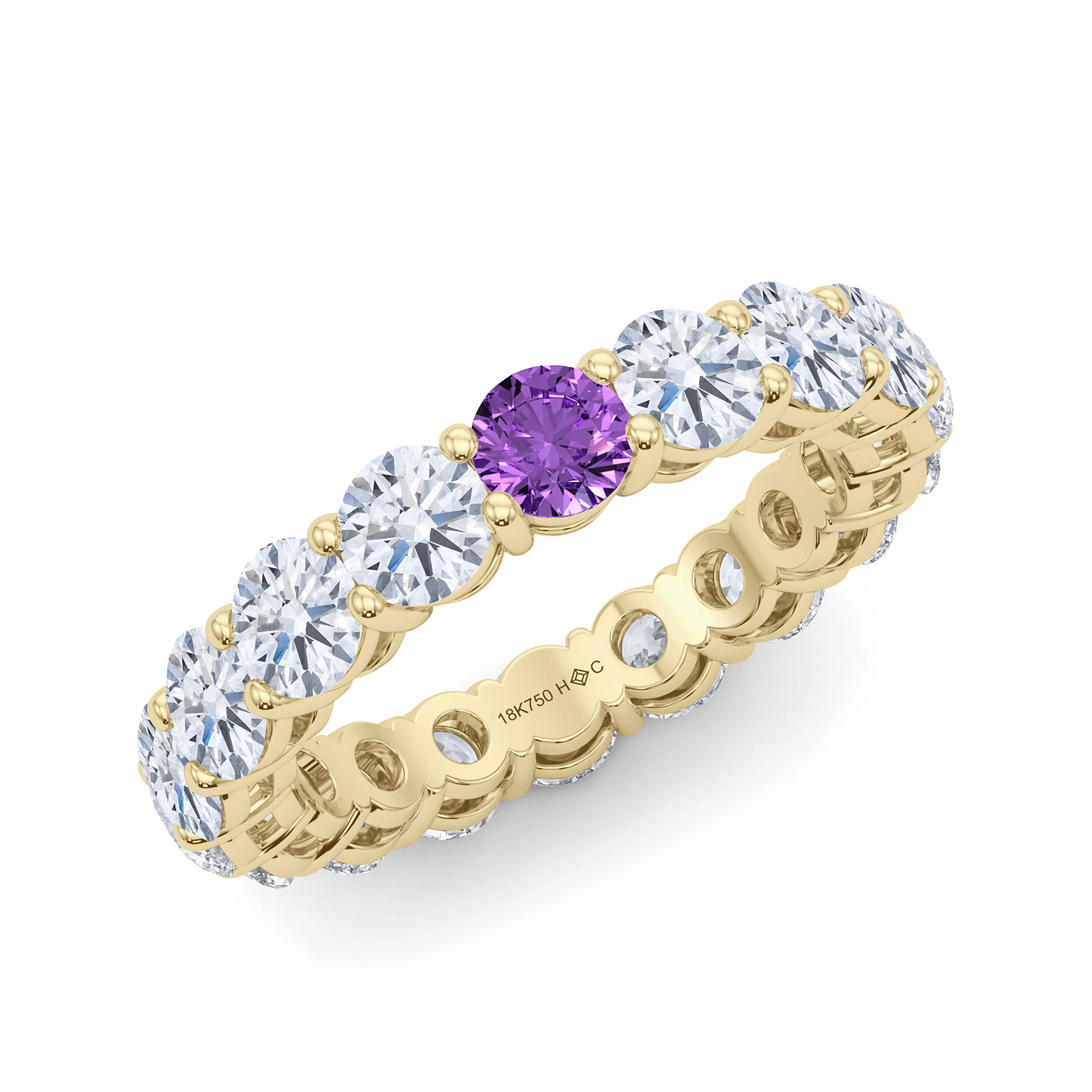 Round Cut Diamond & Birthstone Eternity Band