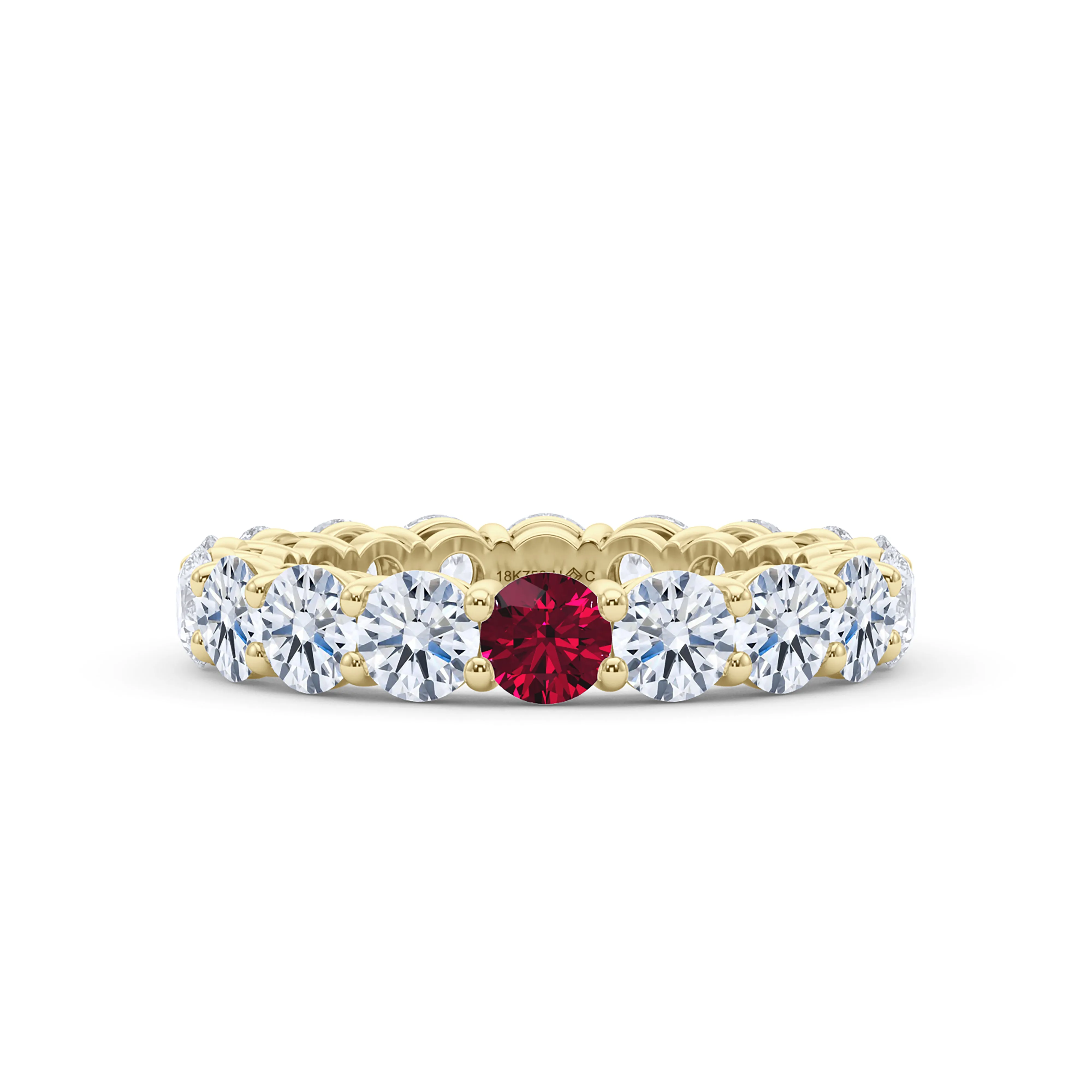 Round Cut Diamond & Birthstone Eternity Band