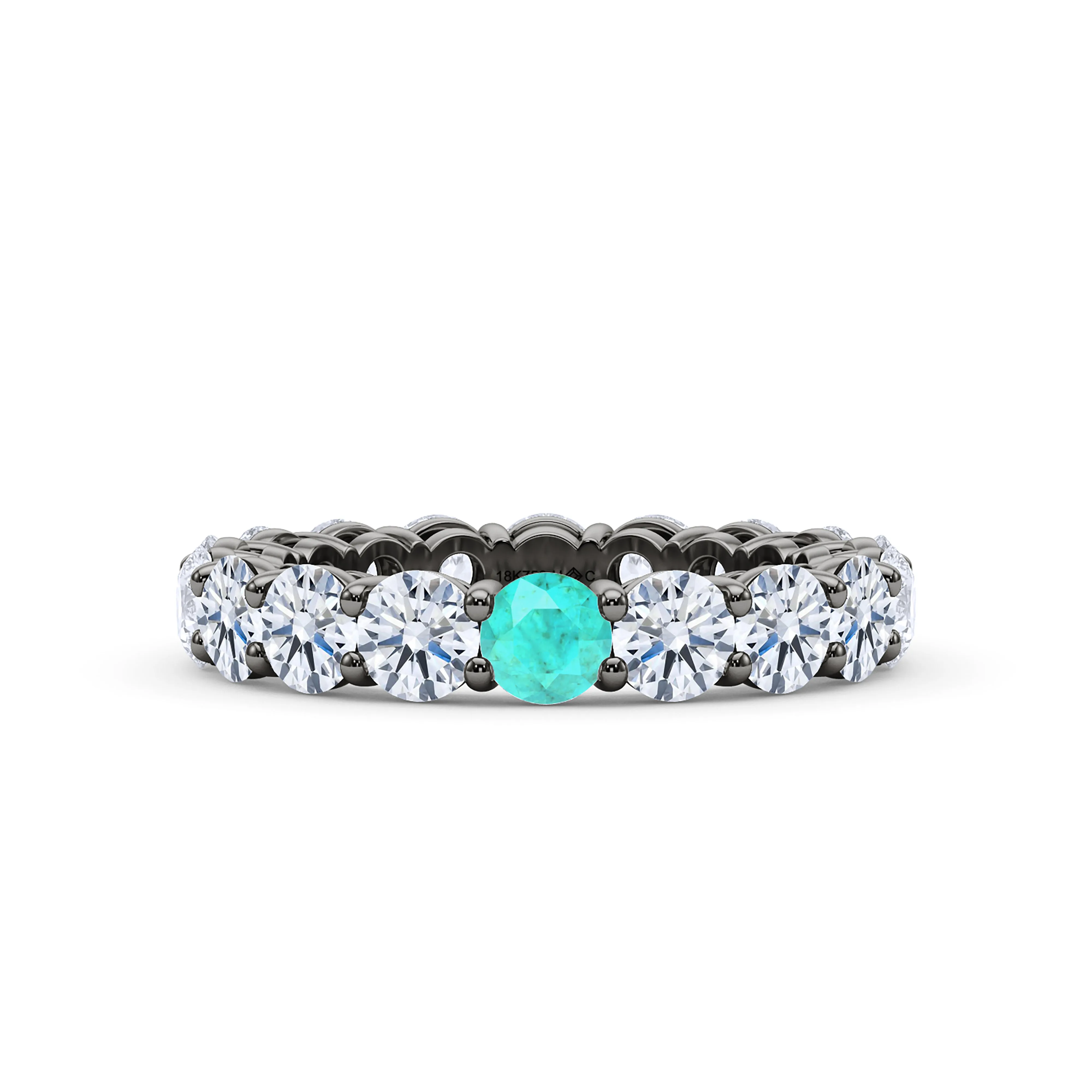 Round Cut Diamond & Birthstone Eternity Band