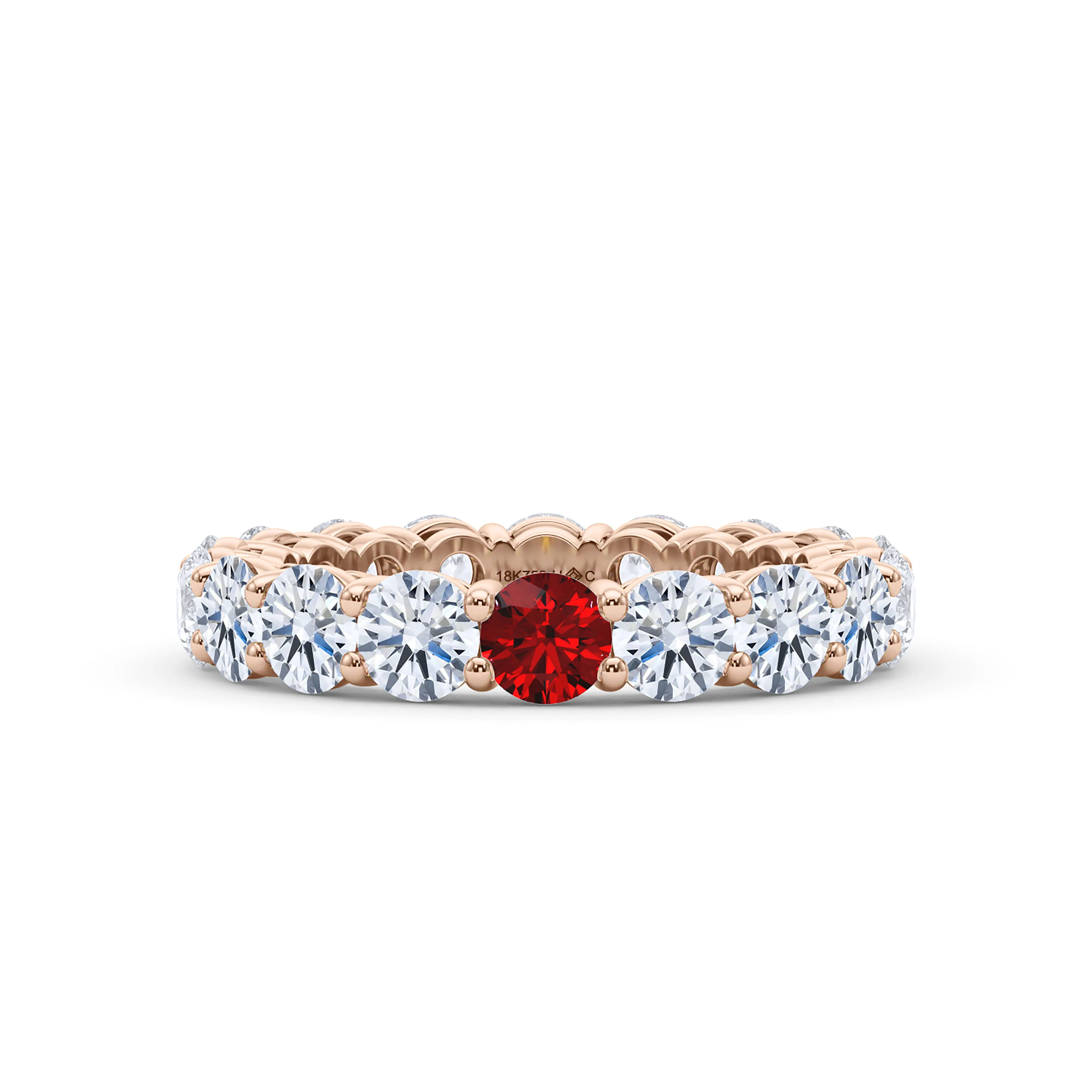 Round Cut Diamond & Birthstone Eternity Band