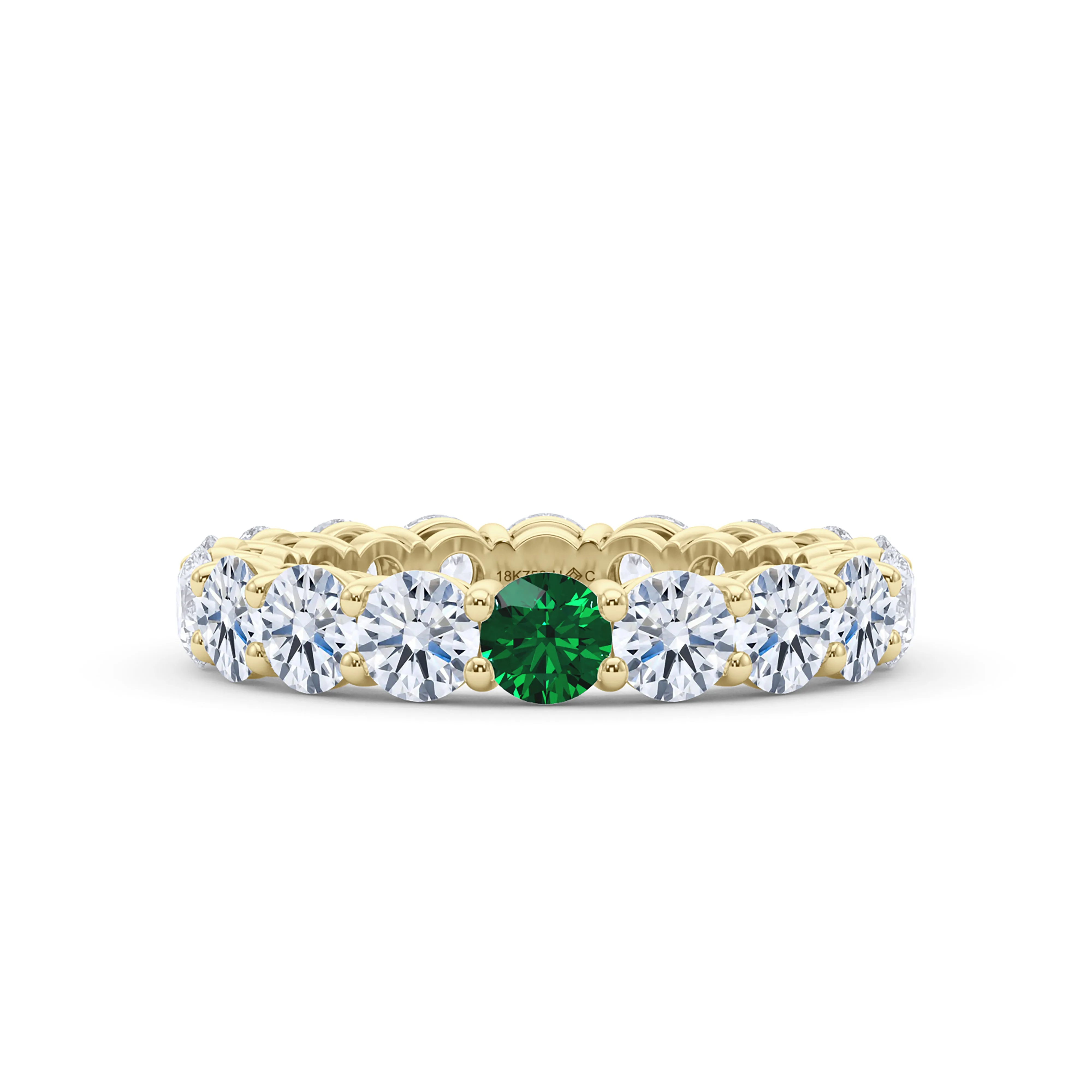 Round Cut Diamond & Birthstone Eternity Band