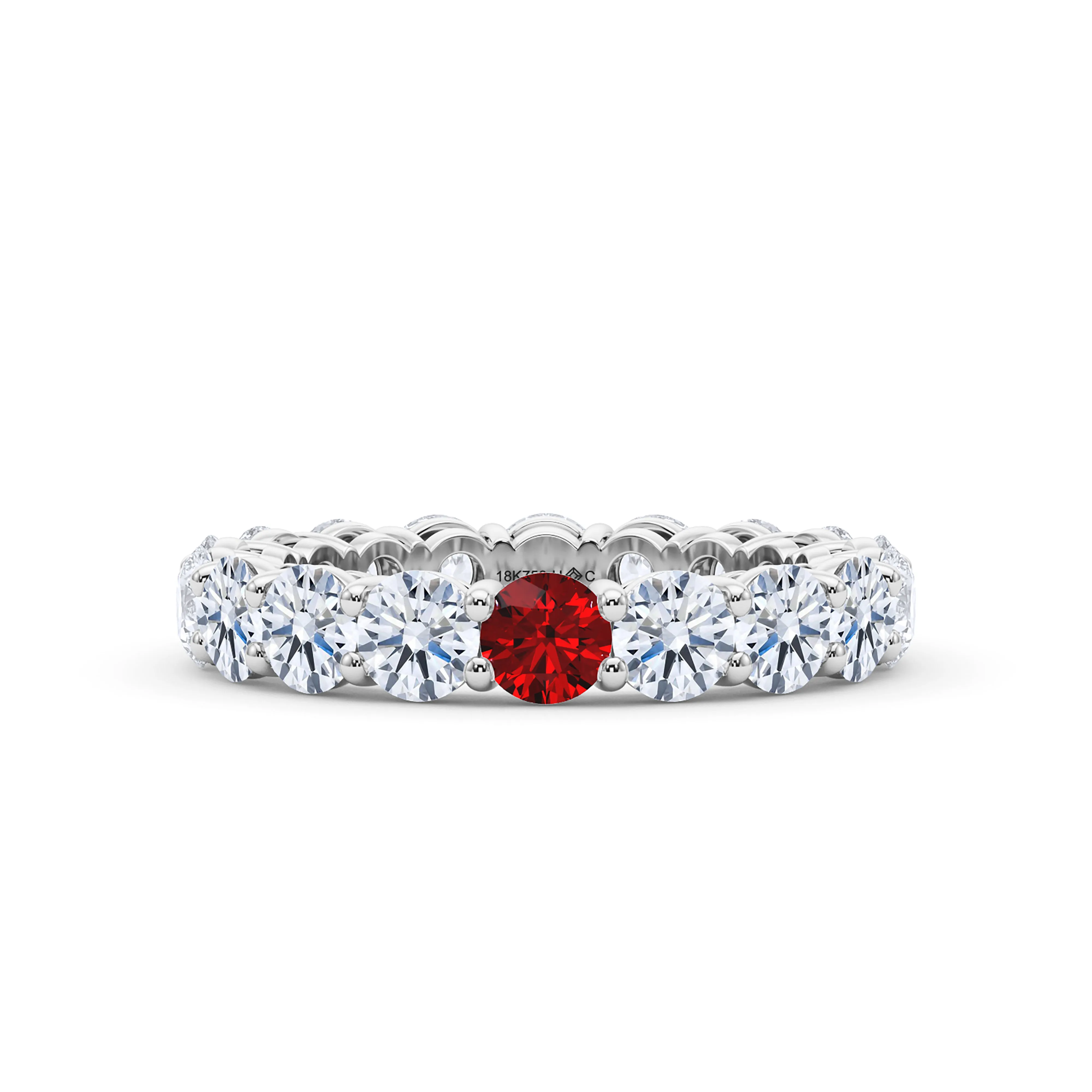 Round Cut Diamond & Birthstone Eternity Band