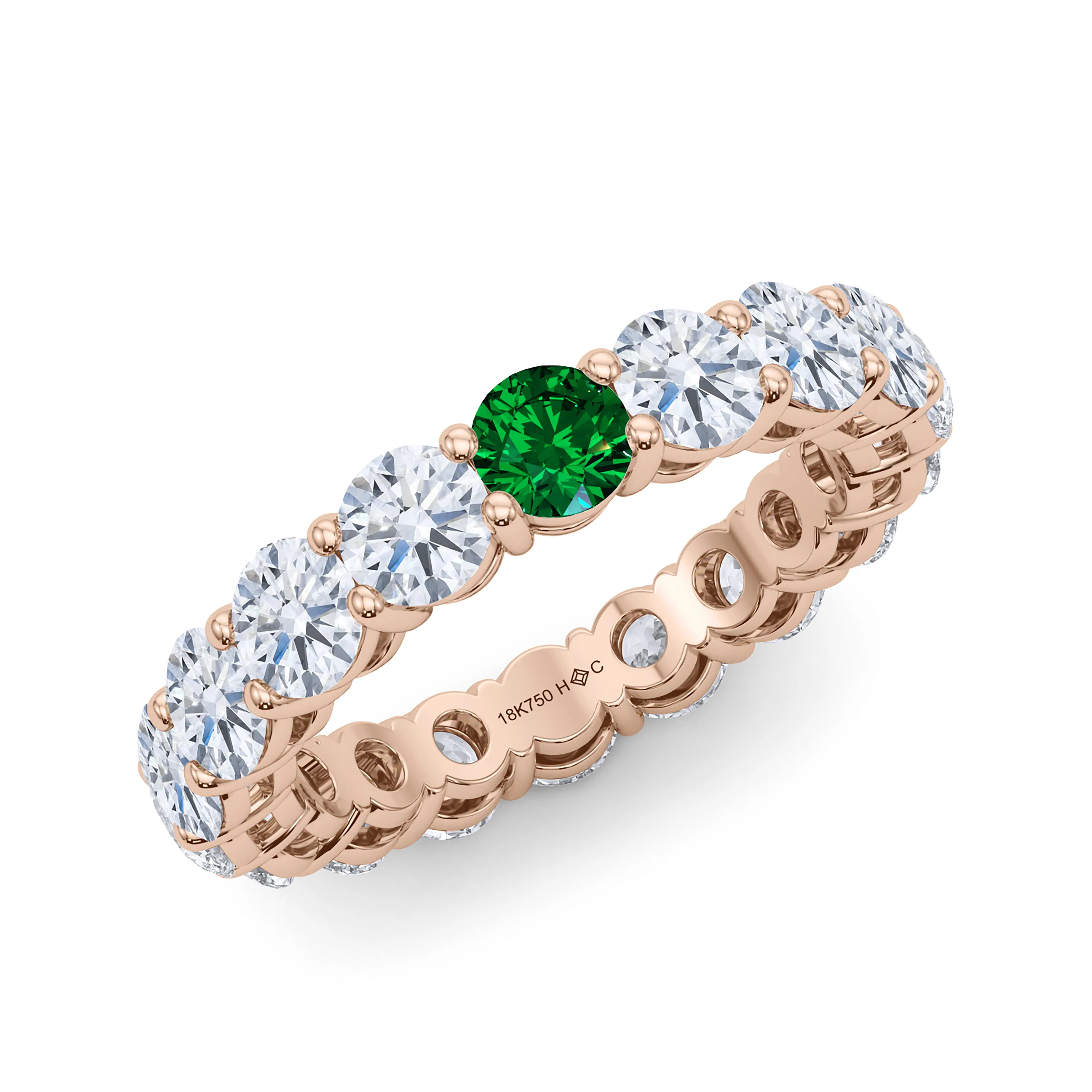 Round Cut Diamond & Birthstone Eternity Band