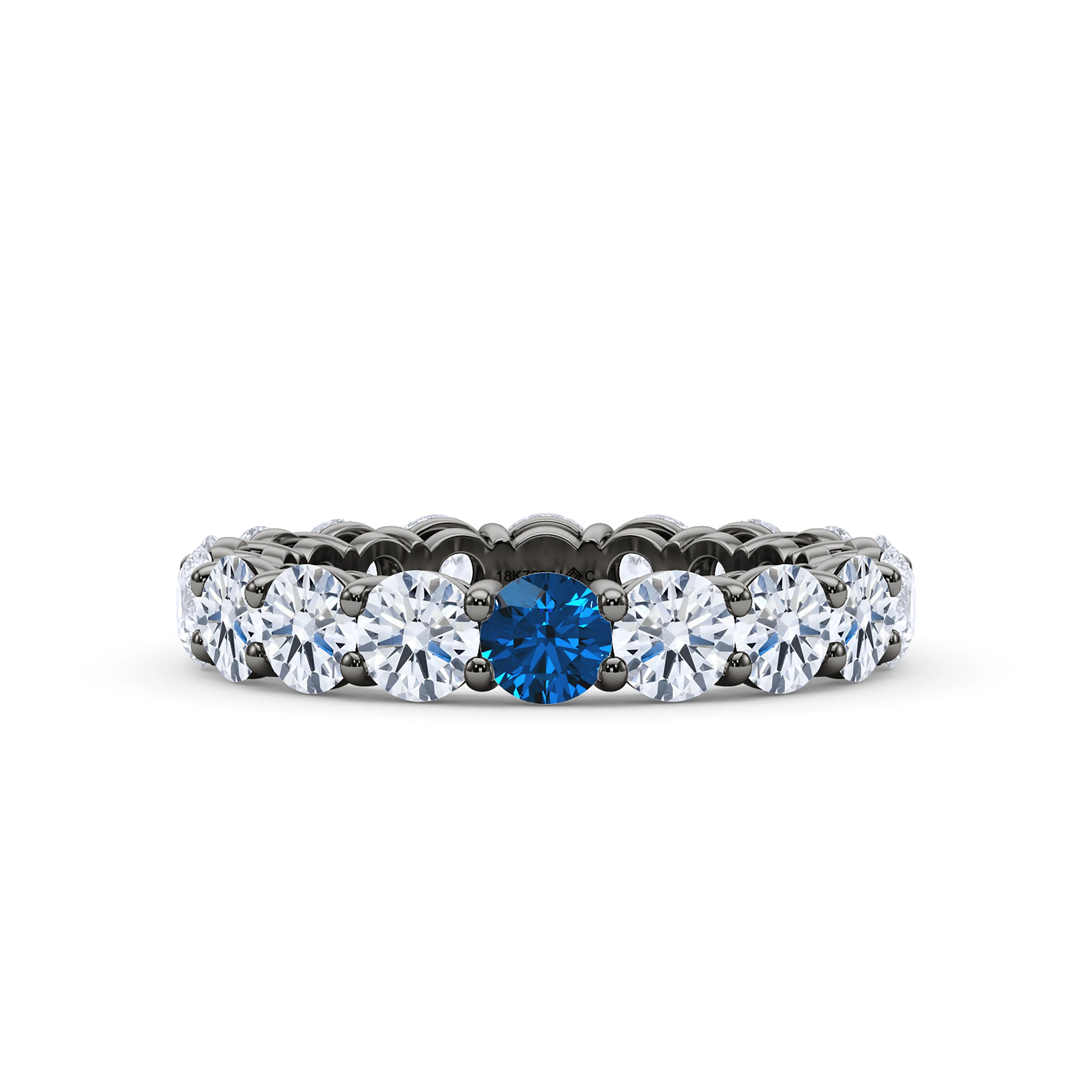 Round Cut Diamond & Birthstone Eternity Band