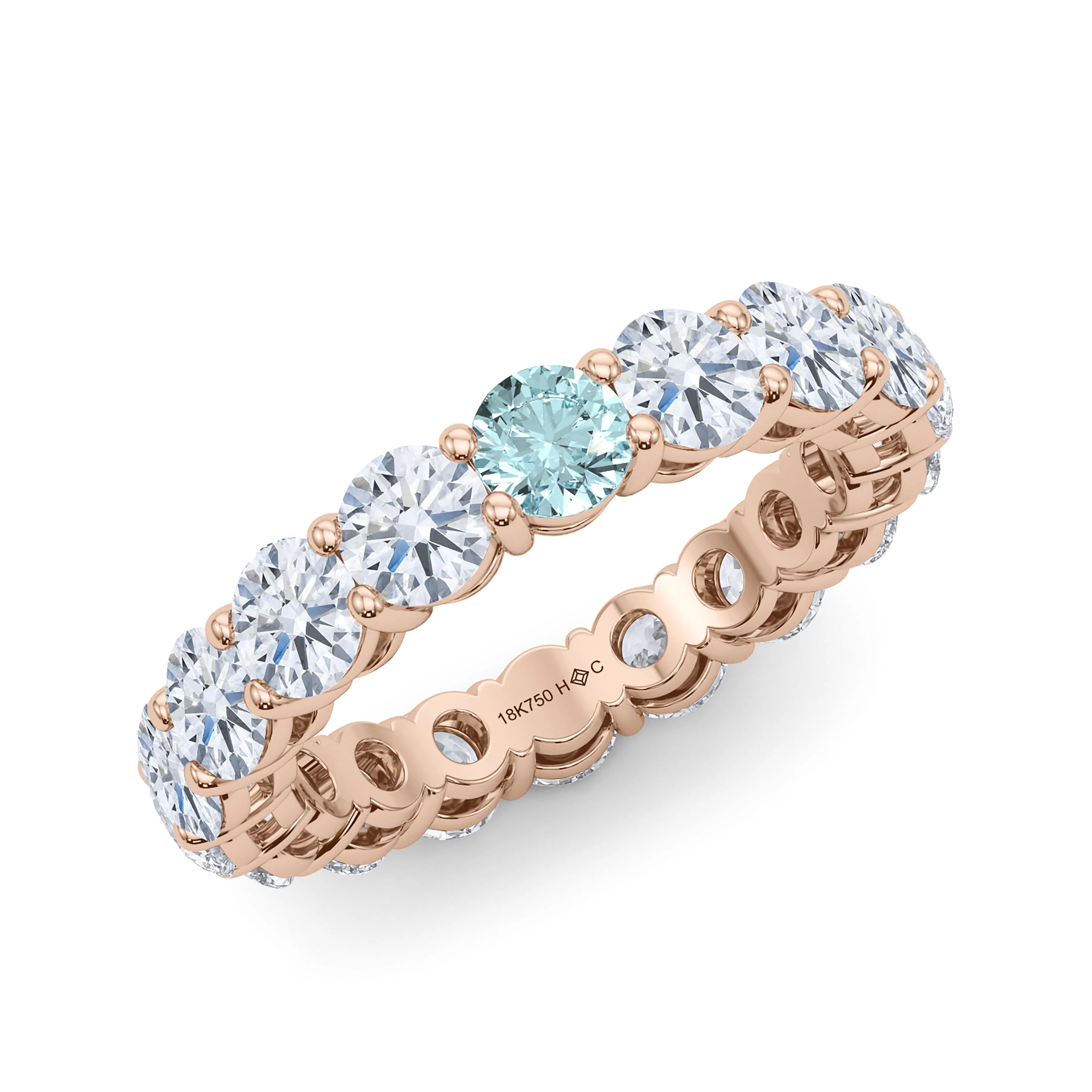 Round Cut Diamond & Birthstone Eternity Band